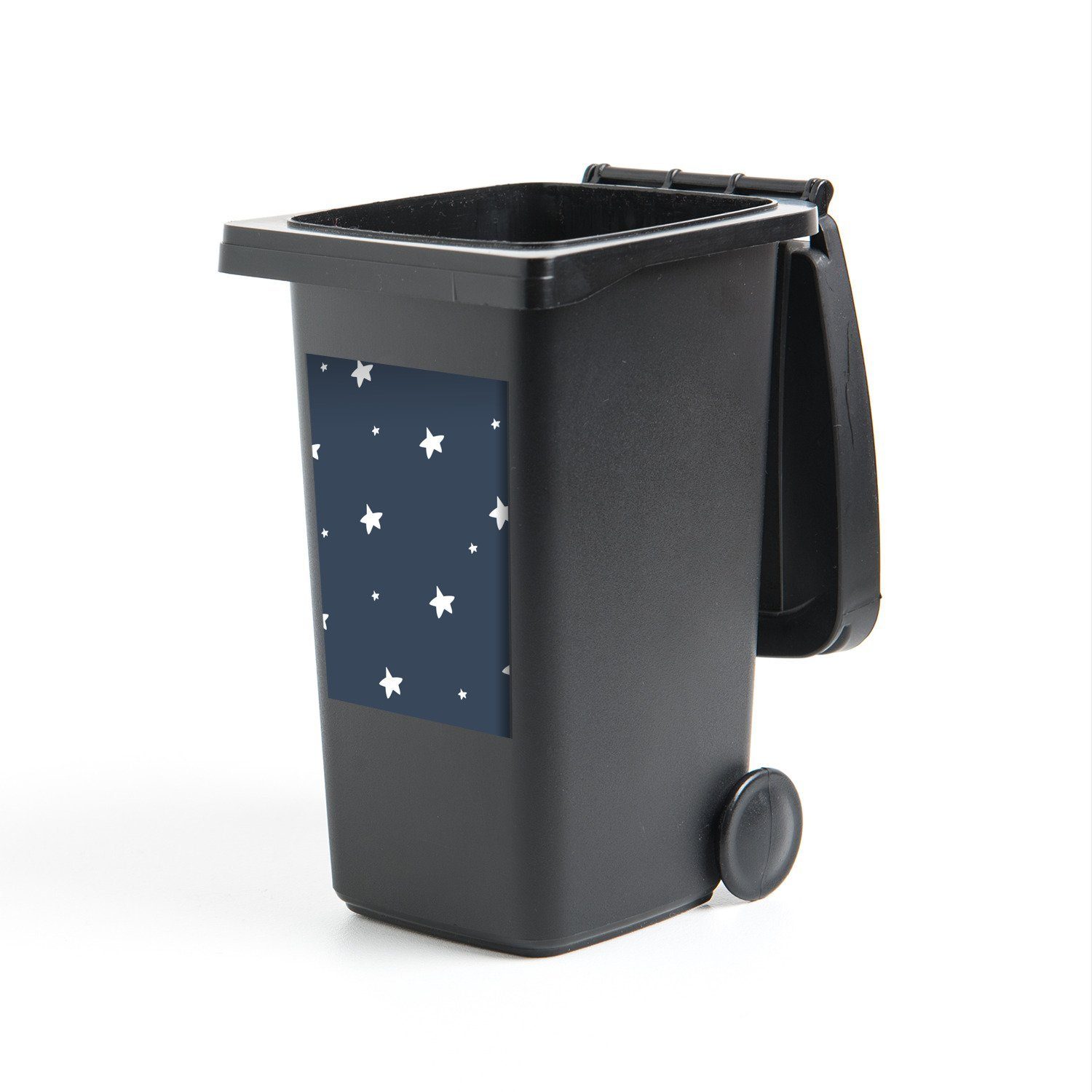Sterne Container, Sticker, - Illustration - St), Wandsticker (1 Dunkelblau Mülltonne, Kinder Mülleimer-aufkleber, - MuchoWow Abfalbehälter