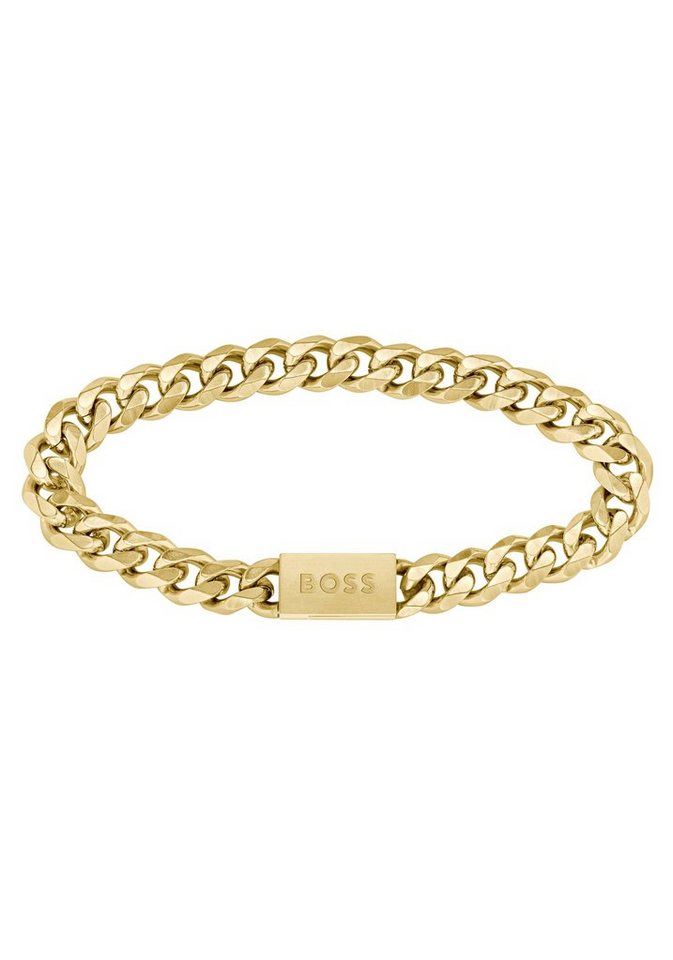 BOSS Armband Schmuck Edelstahl Armschmuck Panzerkette CHAIN FOR HIM, zu  Hoodie, Shirt, Jeans, Sneaker, Underwear, HUGO, BOSS ORANGE!, Aus Edelstahl,  gelbgoldfarben IP-beschichtet