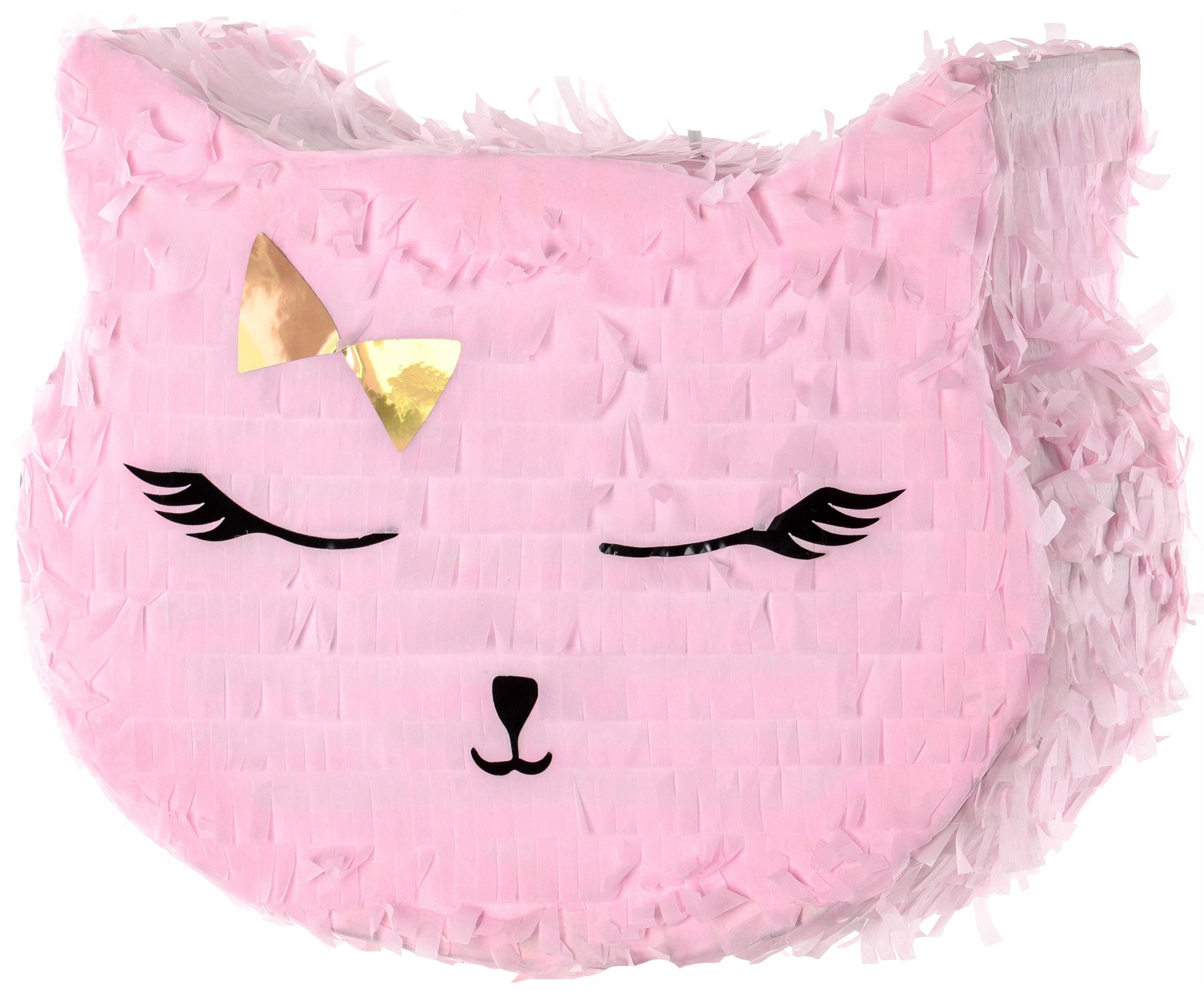 Festivalartikel Pinata Rosa Katzen-Piñata 35x27x9cm - Perfekte Geburtstagsüberraschung!