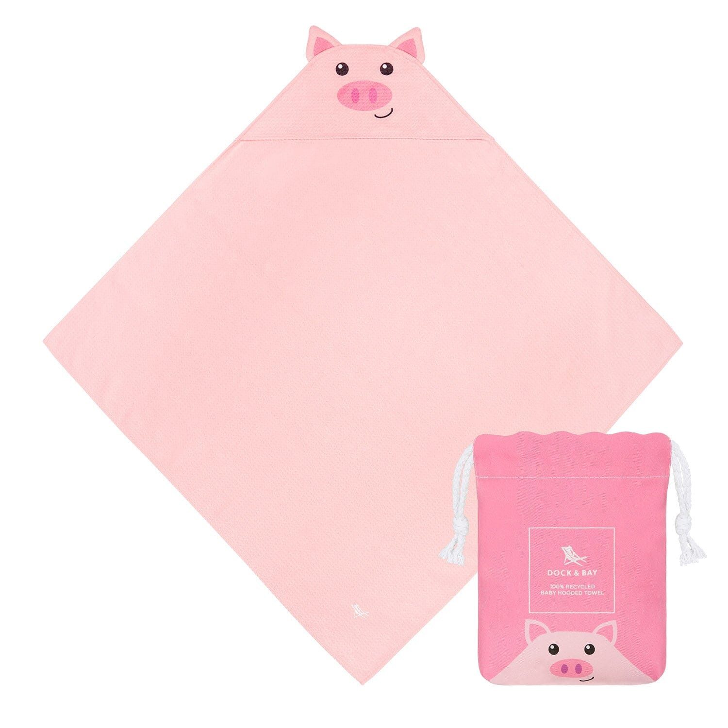 Dock & Bay LTD c/o Kapuzenhandtuch Dock & Bay Babyhandtuch im Schweinchen-Design 75 x 75cm
