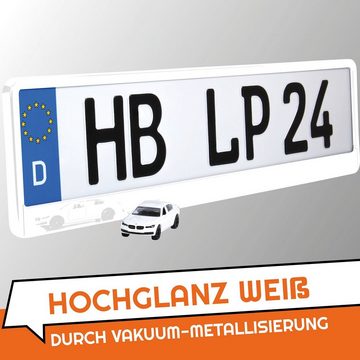 L & P Car Design Kennzeichenhalter für Auto in Weiß-hochglanz Kennzeichenhalterung, (2 Stück)
