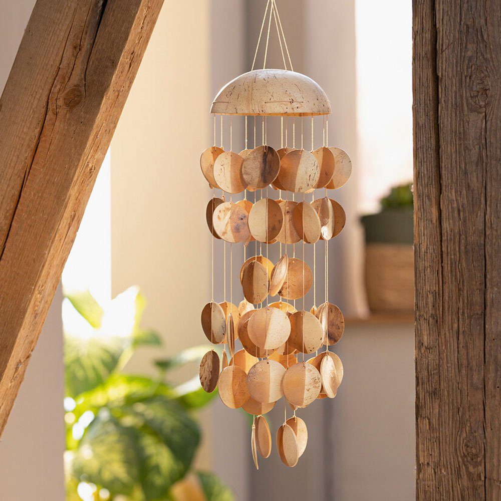 Hometrends24.de Windspiel Windspiel Klangspiel Klangröhre Natur Holz