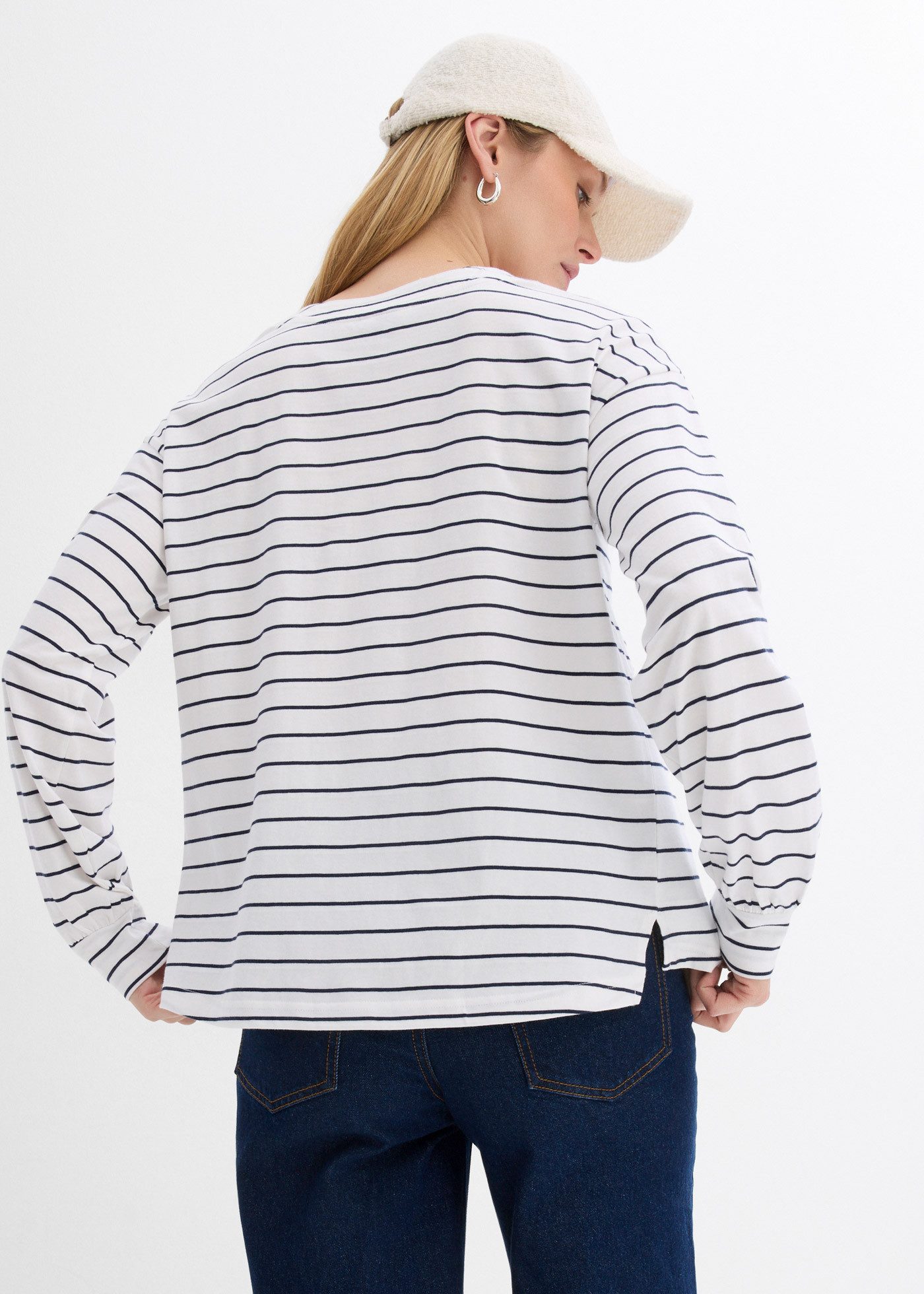 bonprix Langarmshirt lockere Passform mit überschnittenen Schultern, mit Ballon-Ärmeln