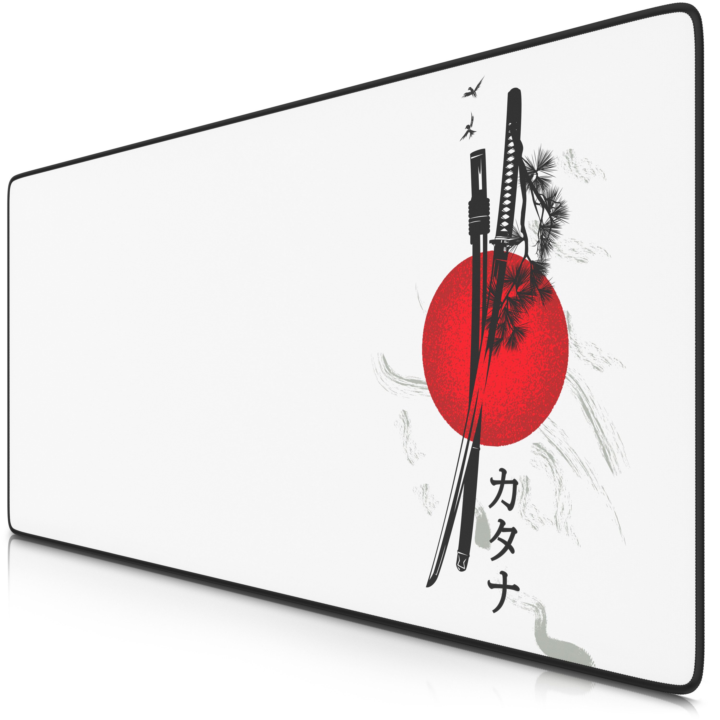 Titanwolf Gaming Mauspad XXL Speed Mousepad 900 x 400 x 3 mm, Schreibtischauflage, abwaschbar (1-St), rutschfeste Rückseite, Geschwindigkeit & Präzision, Japan Ink Swords