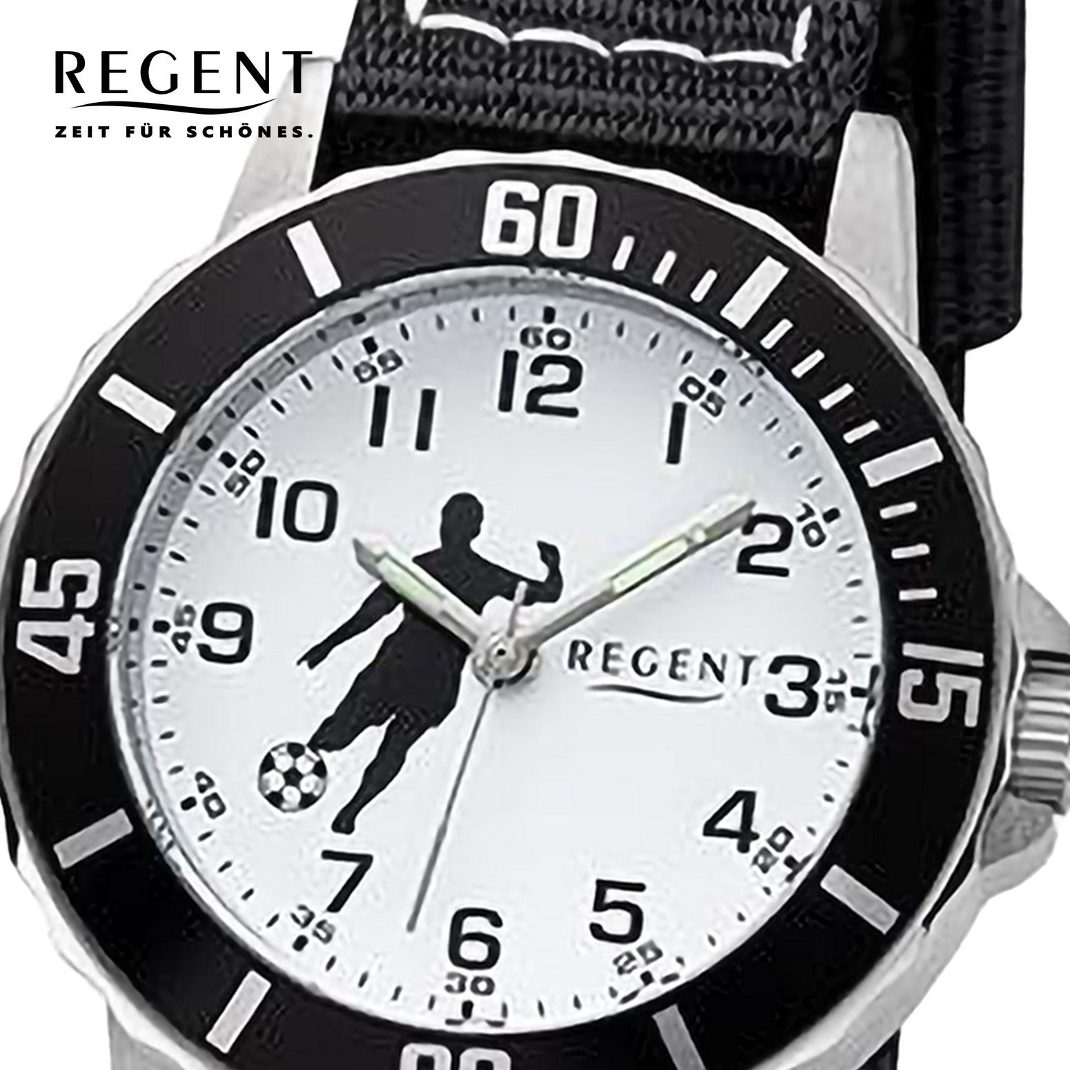 Regent Quarzuhr Regent Damen Armbanduhr Analog, (Analoguhr), Damen Armbanduhr rund, extra groß (ca. 32mm), Textilarmband