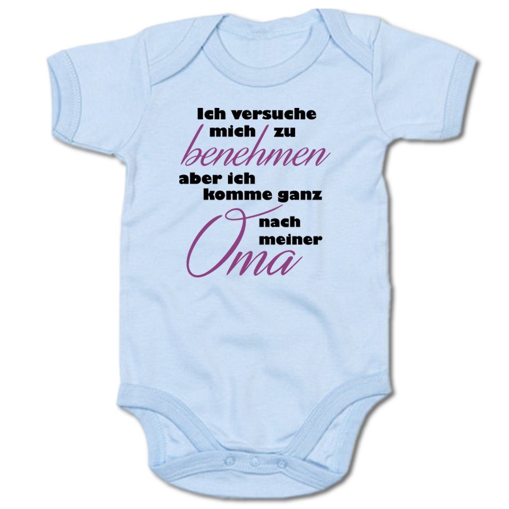 G-graphics Kurzarmbody Ich versuche mich zu benehmen, aber komme ganz nach meiner Oma Baby Body mit Spruch / Sprüche / Print / Motiv