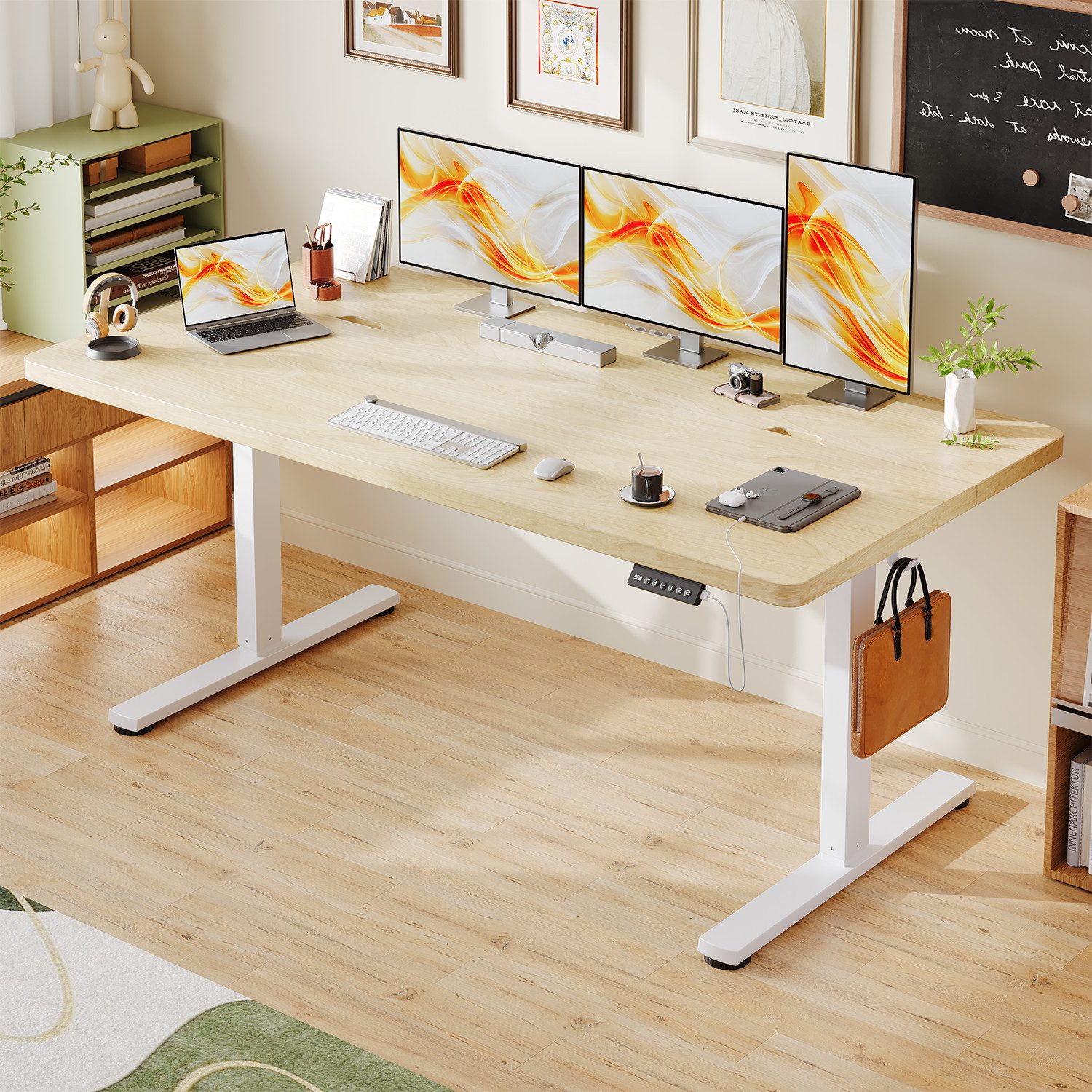 HOMALL Schreibtisch Tisch mit Speicherfunktion und Sitzpausen-Erinnerung, 18 mm dick (Maße 140x70/160x80,6-Tasten-Handsteuerung mit LED-Anzeige,mit Kabelmanagement, ideal für Homeoffice und Büro)