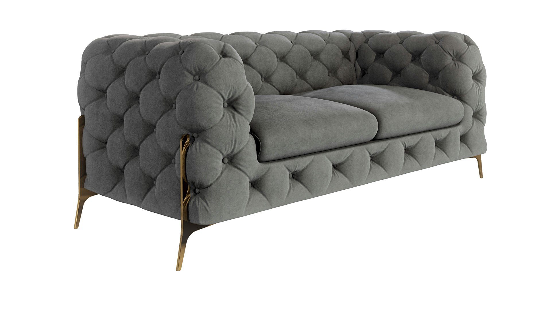 S-Style Möbel Chesterfield-Sofa 2 -Sitzer Ashley mit Goldenen Metall Füßen, günstig online kaufen