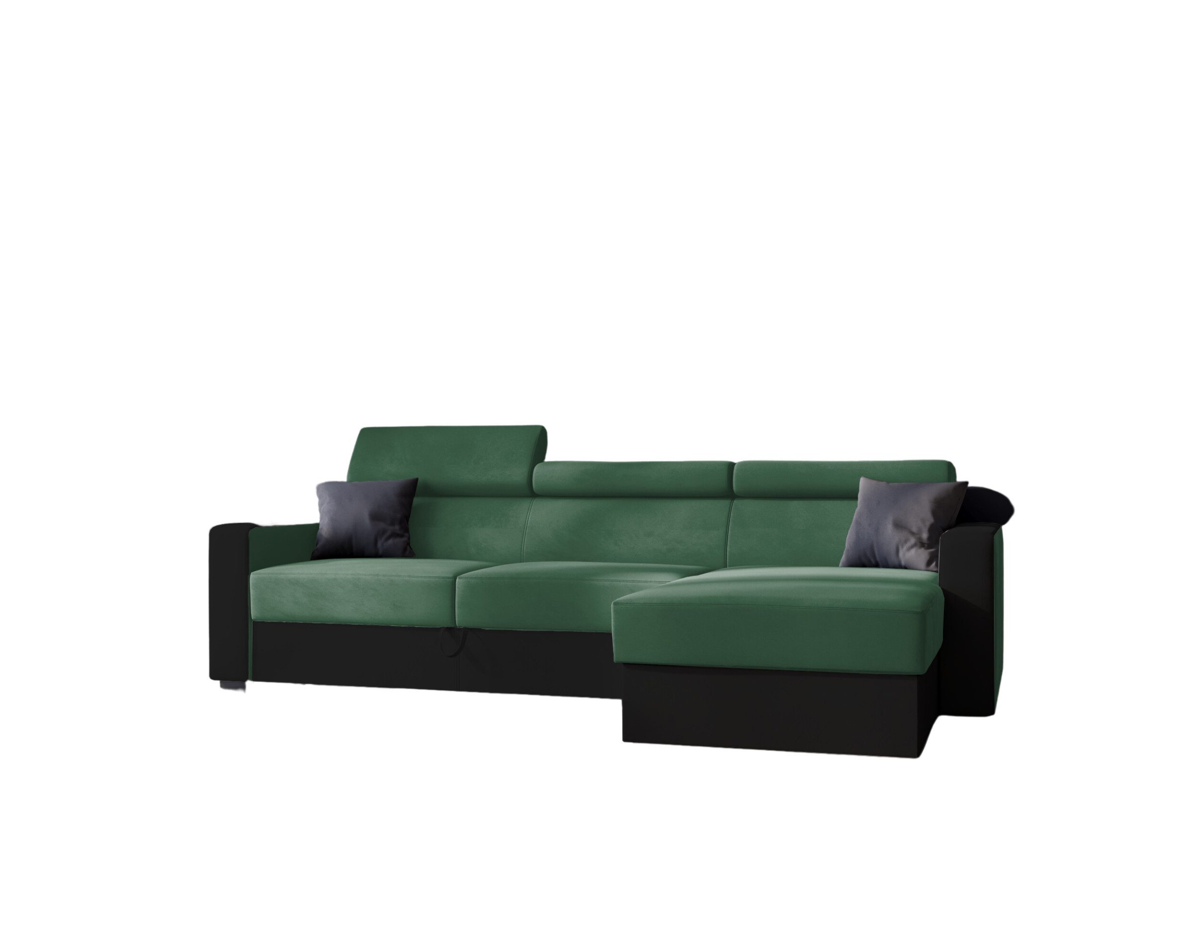 Goldstoff Ecksofa mit Schlaffunktion & Bettkasten - DIWIA L-Form Sofa, mit Schlaffunktion, Couch für Wohnzimmer - Schlafsofa - Eckcouch, 3 verstellbare Kopfstützen - Easy Clean-Beschichtung