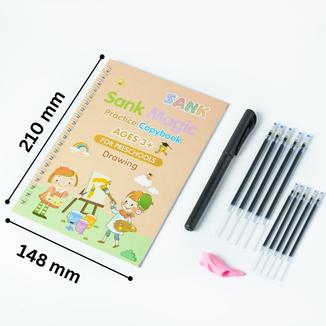 MaajeeKuto Notizbuch 4 MAGISCHE ÜBUNGSHEFTE INKL.10 ERSATZMINEN FÜR KINDER-WIEDERVERWENDBAR, sank magic book