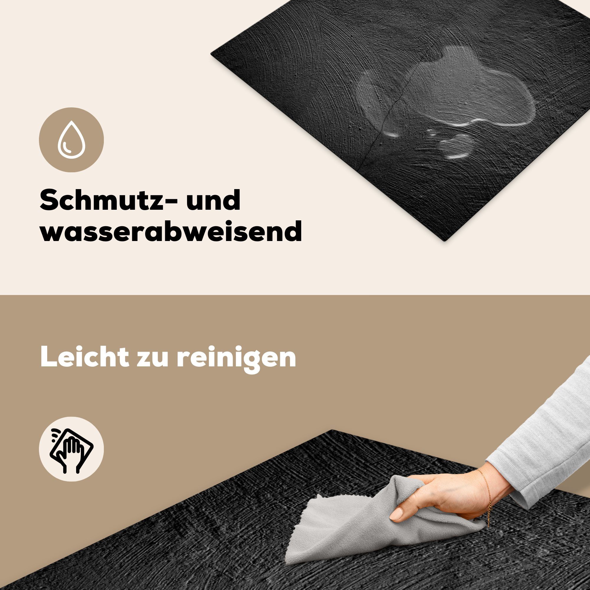 MuchoWow Herd-Abdeckplatte Beton - Schwarz - Industriell, Vinyl, (1 tlg), Abdeckplatte für Ceranfeld, Herd Inductionsmatte, 57x51 cm – Bild 4 von 5