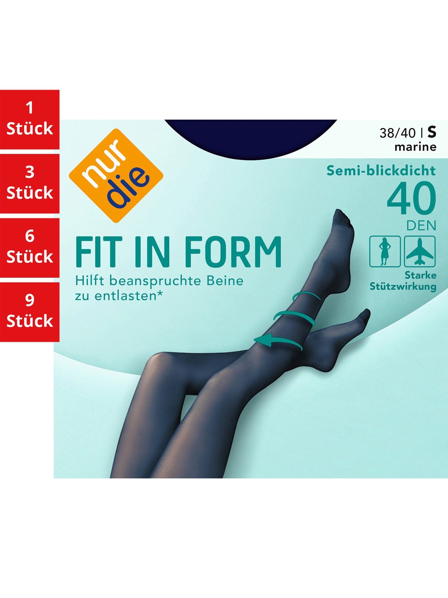 DEN Pack 40 Form semi-transparent Damen Feinstrumpfhose durchsichtig 1 Die marine in nylon frauen St) (1er/3er/6er/9er Nur Fein-strumpfhose Fit multipack