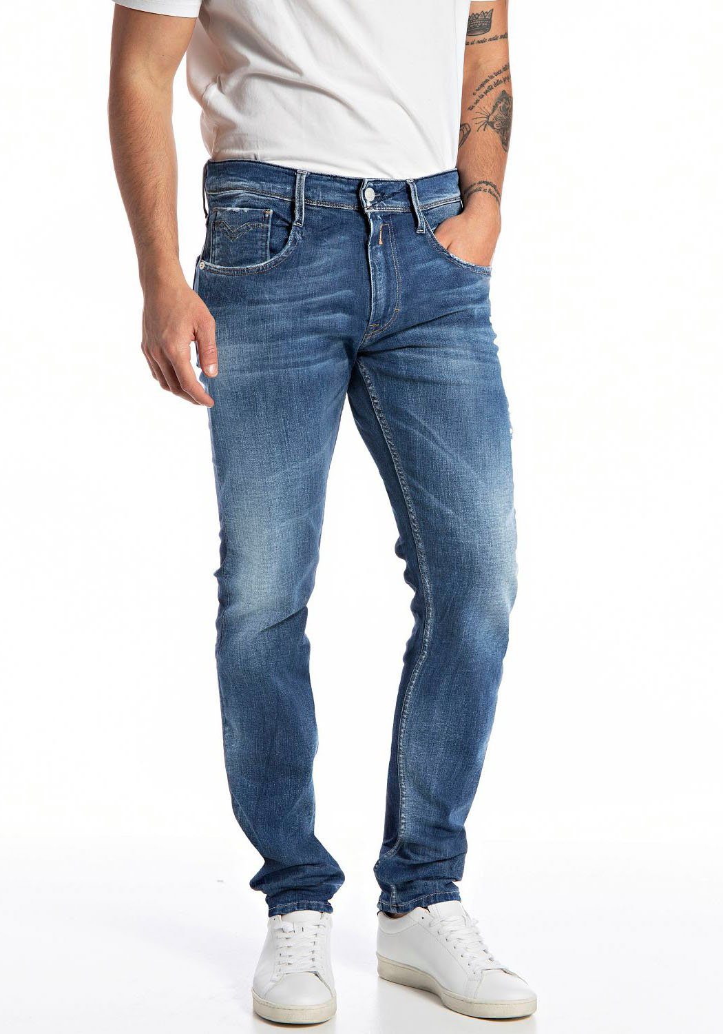 Replay Slim-fit-Jeans Anbass medium blue