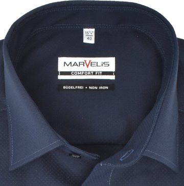 MARVELIS Kurzarmhemd Kurzarmhemd - Comfort Fit - Struktur - Dunkelblau