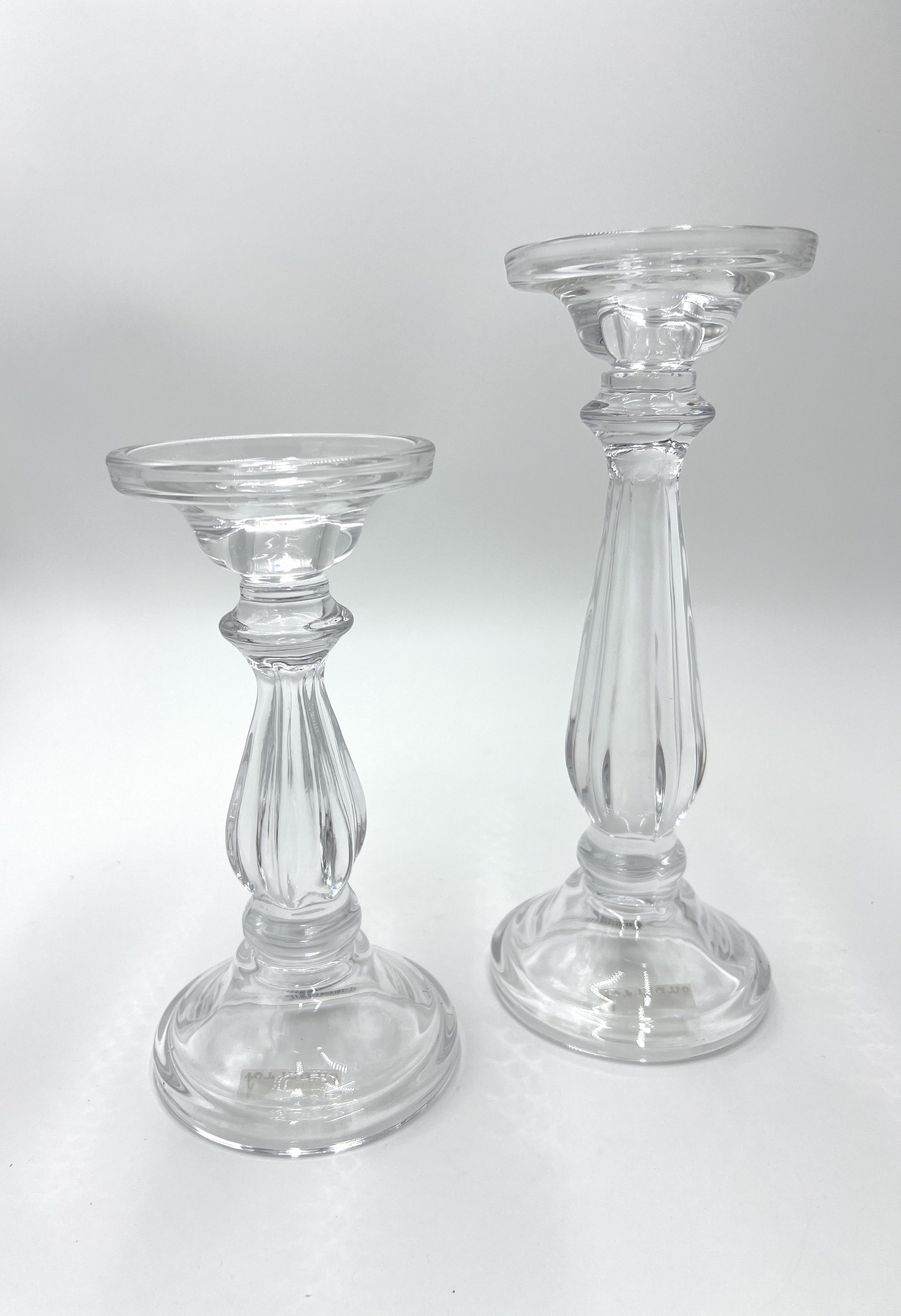 formano Kerzenständer Kerzenständer Glas 2er Set für Stab- und Stumpenkerzen, 20/25 cm (Spar-Set, 2er-Set), aus Glas