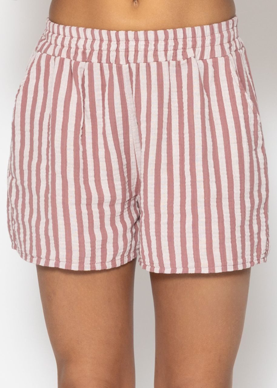 SASSYCLASSY Shorts Gestreifte Musselin Shorts Damen Shorts aus Baumwoll-Mus günstig online kaufen