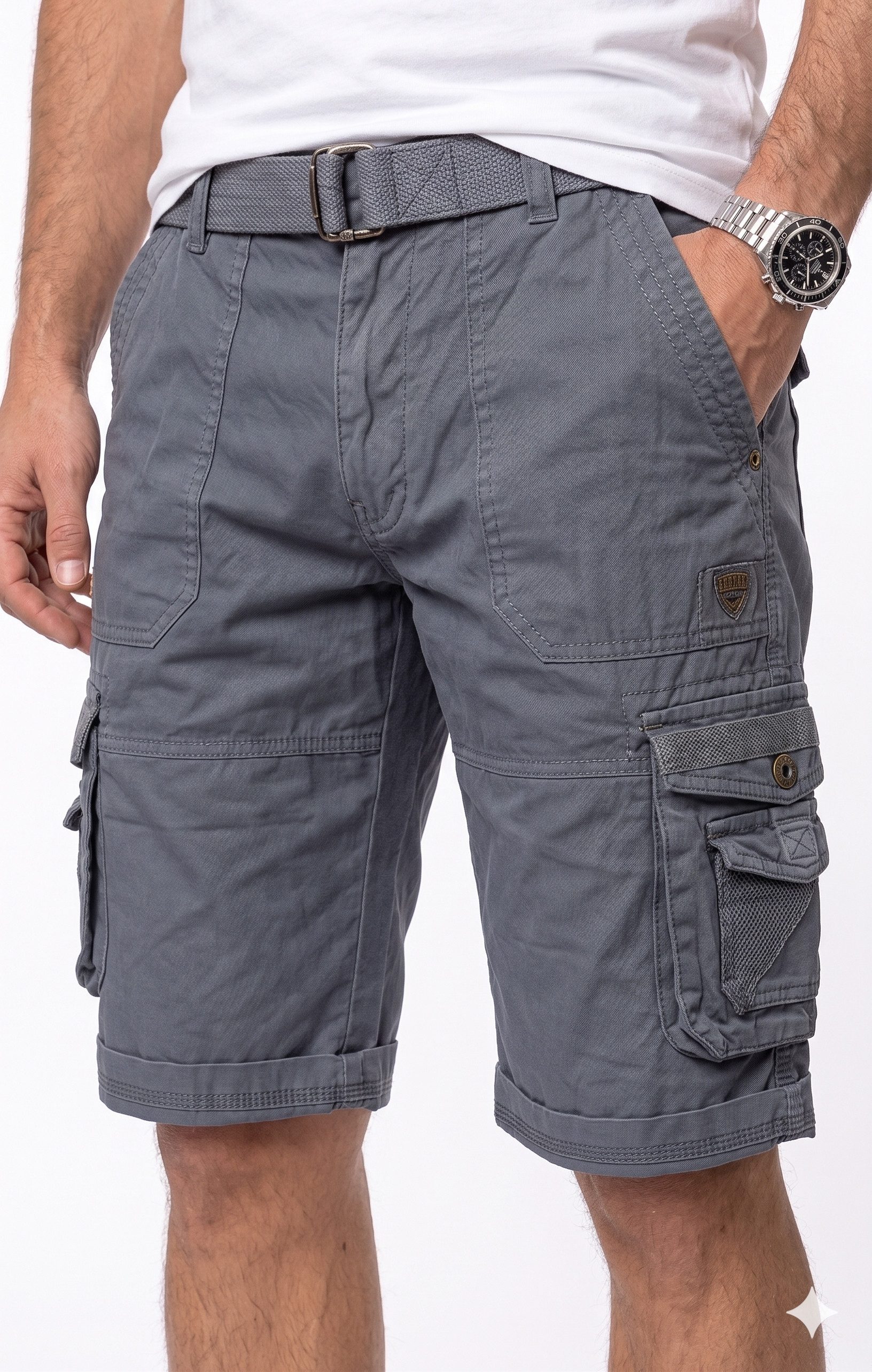 Geographical Norway Cargoshorts kurze Hose aus Baumwolle, Sommer-Bermuda (Packung, 1-tlg) Herrenshorts mit Gürtel Größe S bis 5XL