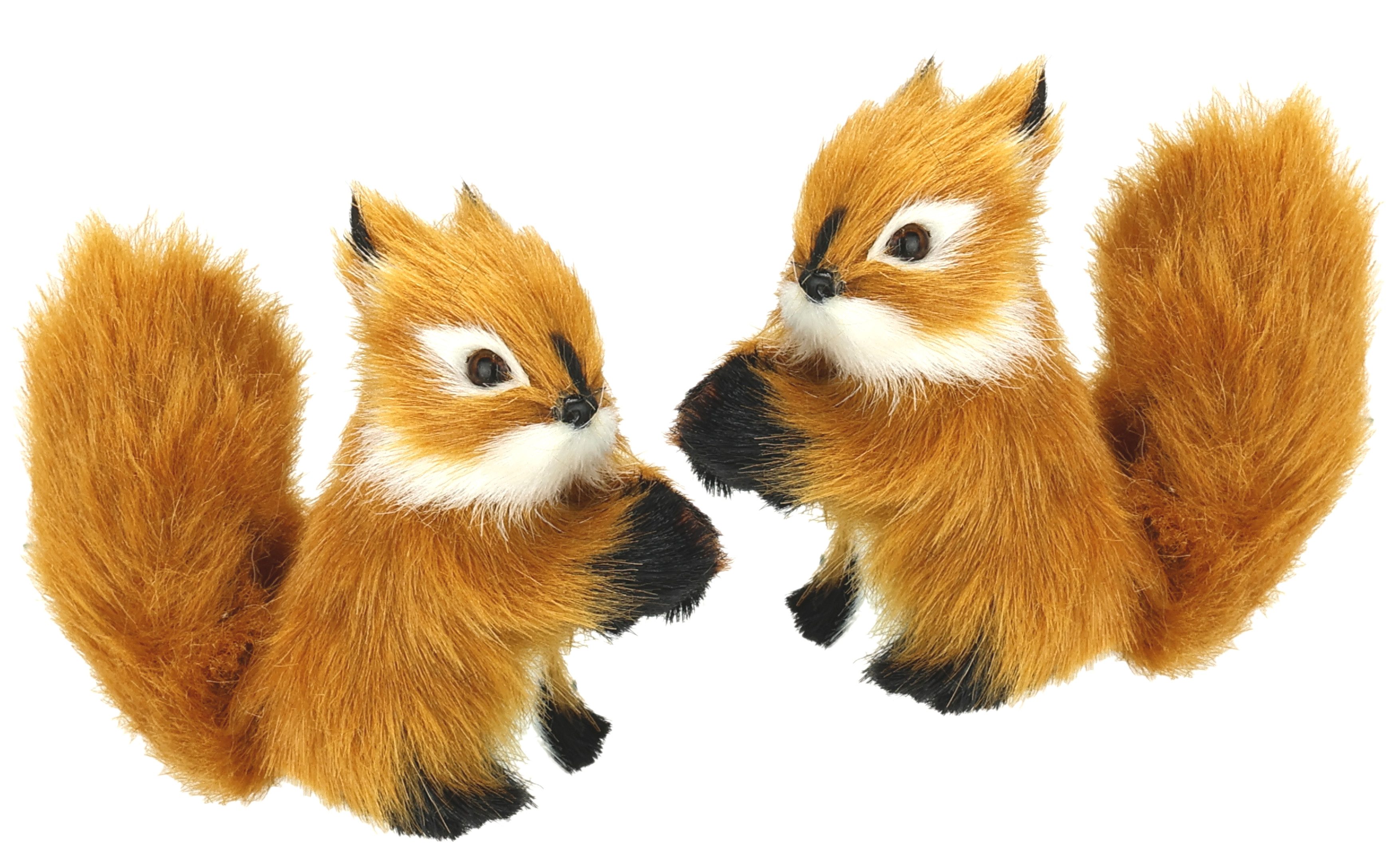 I.GE.A. Dekofigur Tierfigur mini Eichhörnchen (2 St), 2er Set aus Kunstfell Statue Ornamente Pelz Plüschtier Waldtier