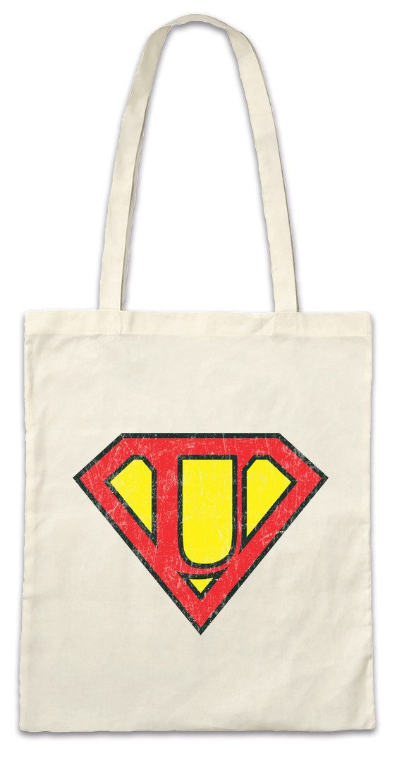 Beuteltasche Super U Stofftasche Buchstabe Initialen Vorname Nachname Man Fasching