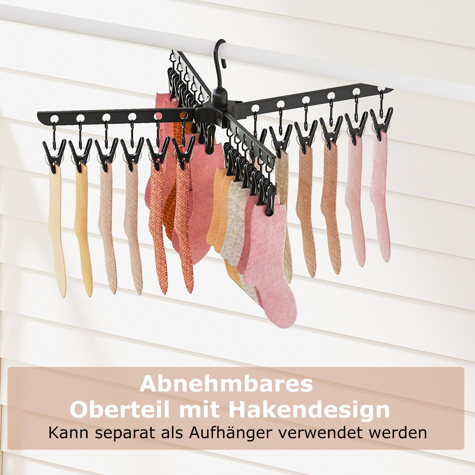 COSTWAY Turmwäscheständer, 3-stufiger Handtuchtrockner klappbar, 360° drehbaren Armen