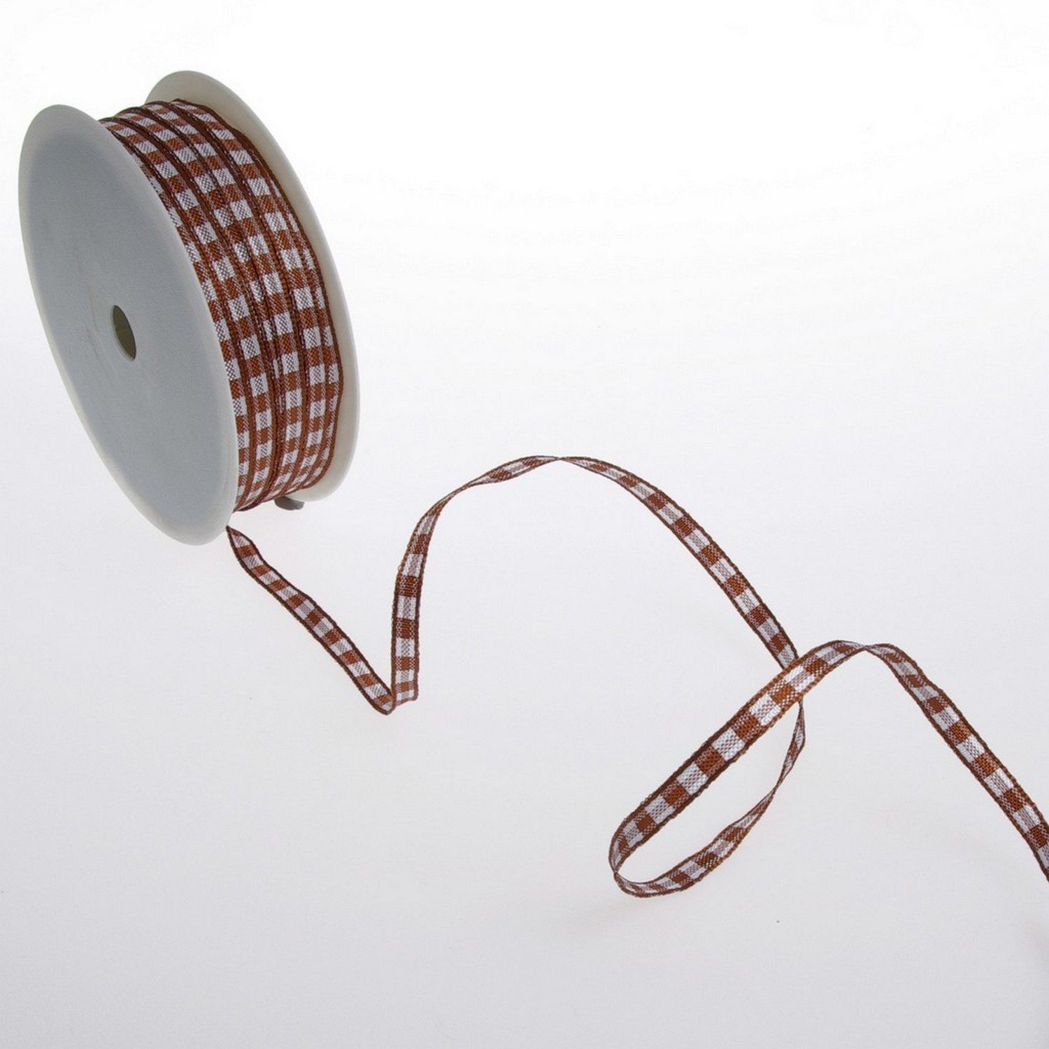 Deko AS Dekoband Karoband mit Drahtkante - braun - 5 mm auf 100 m Rolle - 64098 5 55