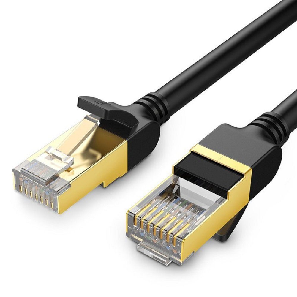 UGREEN Internetkabel Netzwerk Ethernet RJ45 Cat 7 STP LAN 10 Gbps Schwarz  LAN-Kabel, (500 cm)