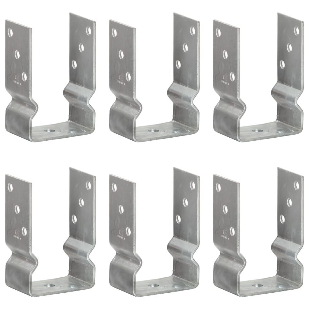 vidaXL H-Pfostenanker Pfostenträger 6 Stk. Silbern 9×6×15 cm Verzinkter Stahl, (6-St)