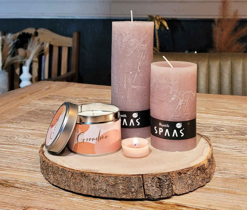 Spaas Duftkerze Duftkerzen Set Statement Kerzenset Stumpe Kerzen (28 Teilige Kerzenset, mit dekorative Holzscheibe), ein schönes Geschenk Idee