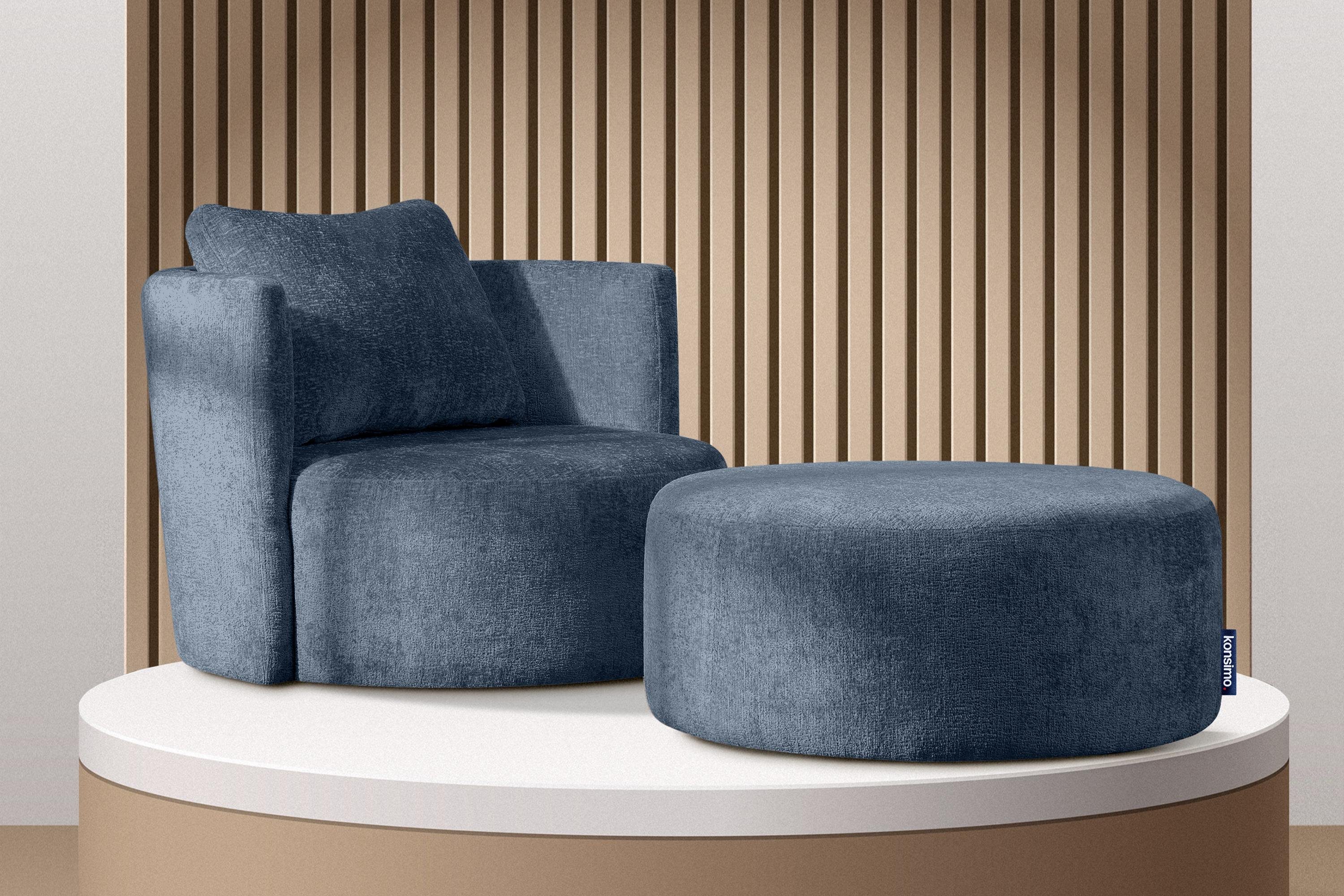 360° Sitzhocker Polsterhocker modernistischen im Pouf, Drehfunktion, RAGGI Konsimo Stil Chenille, mit