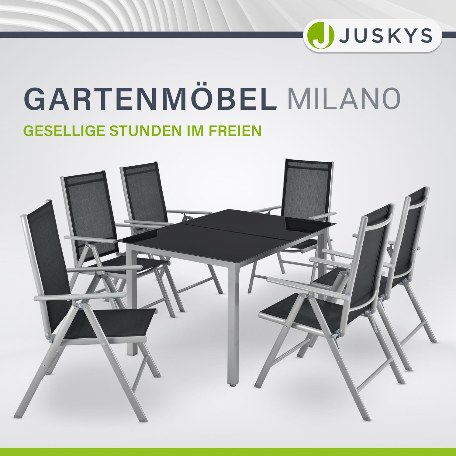 Juskys Garten-Essgruppe Milano, (7-tlg), 6 Gartenstühlen plus Tisch - Stühl günstig online kaufen