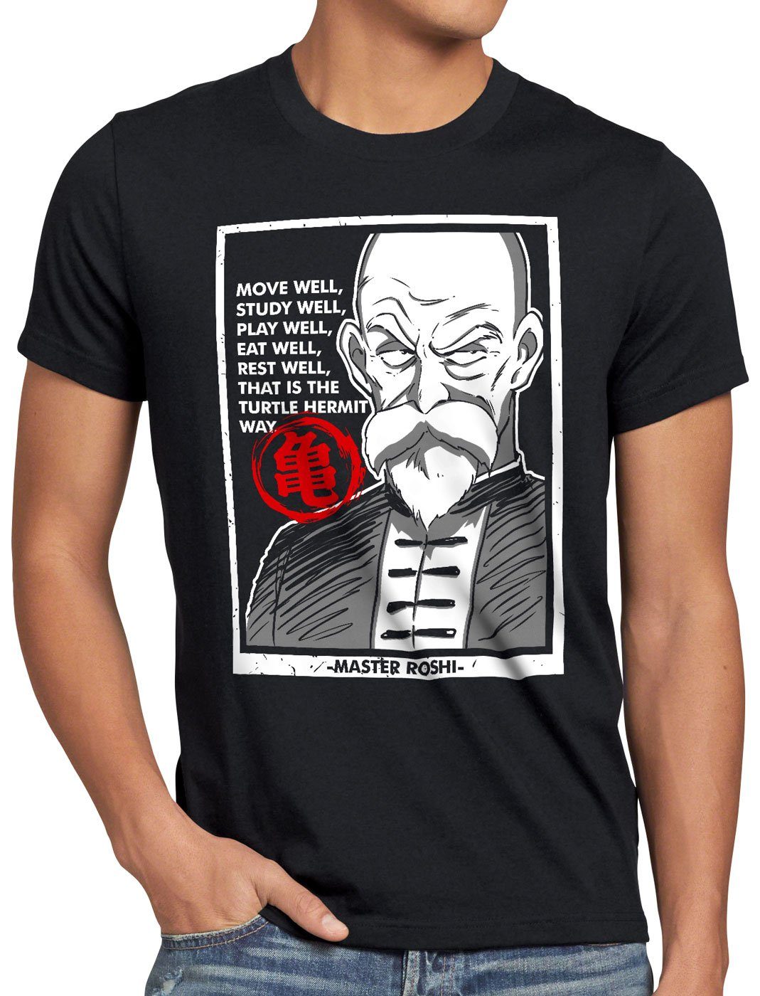 style3 Print-Shirt Herren T-Shirt Dragon Master Roshi turtle ball z | T-Shirts