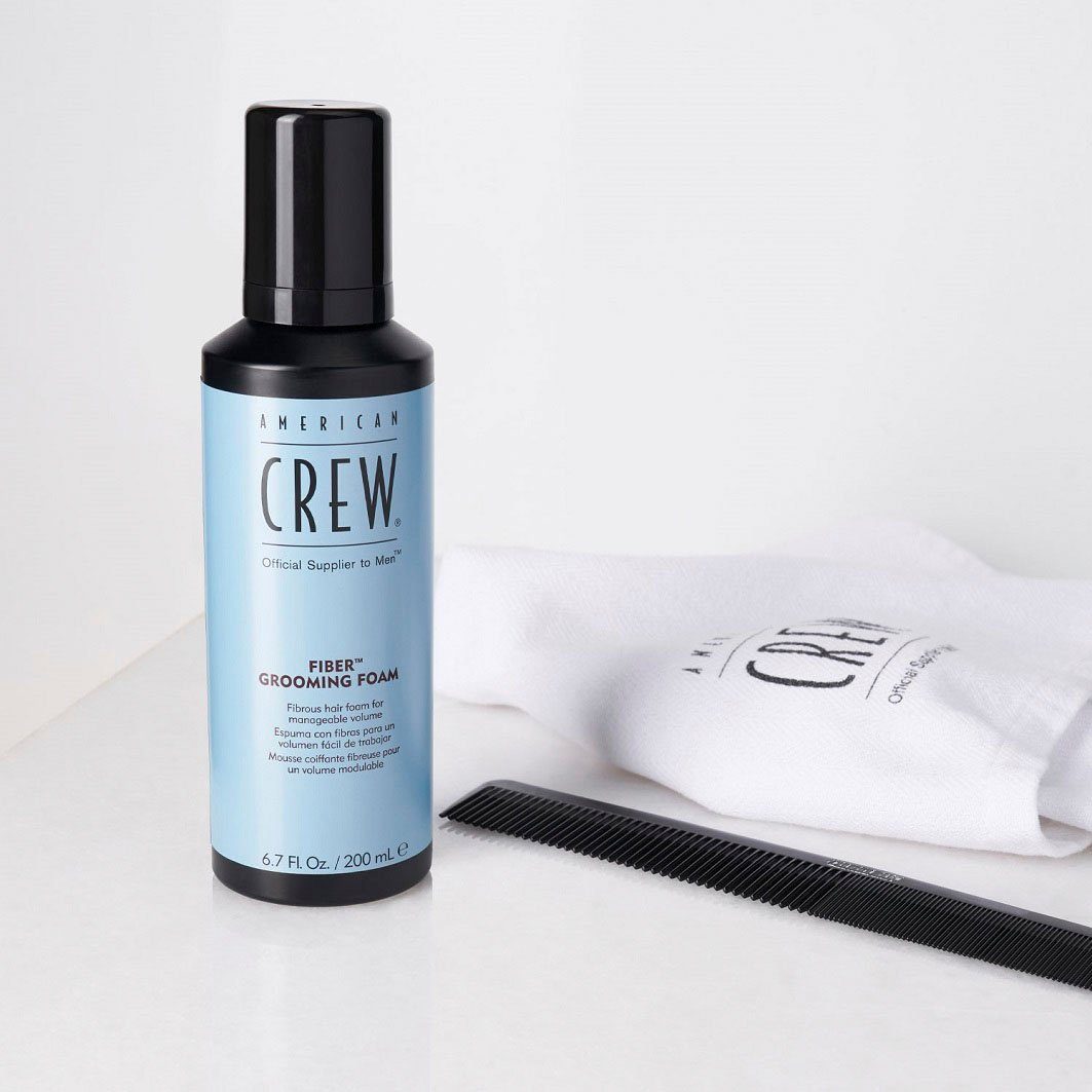 American Crew Haarschaum FIBER GROOMING FOAM, mittlerer, - langanhaltender Halt, ideal für längeres Haar