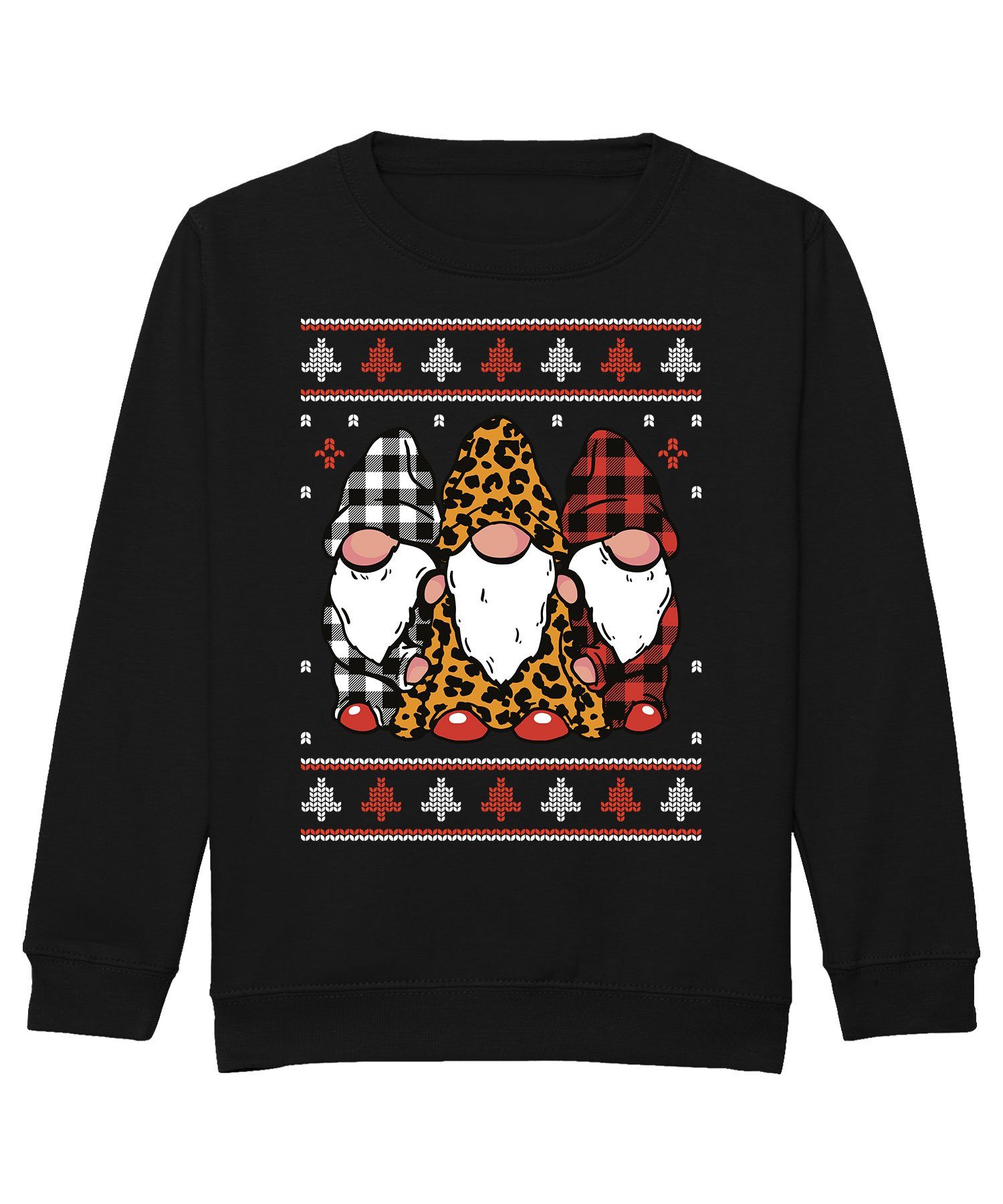 (1-tlg) Quattro Wichtel Weihnachten Formatee Sweat Sweatshirt Ugly Kinder Pullover Kariert Gnome Christmas