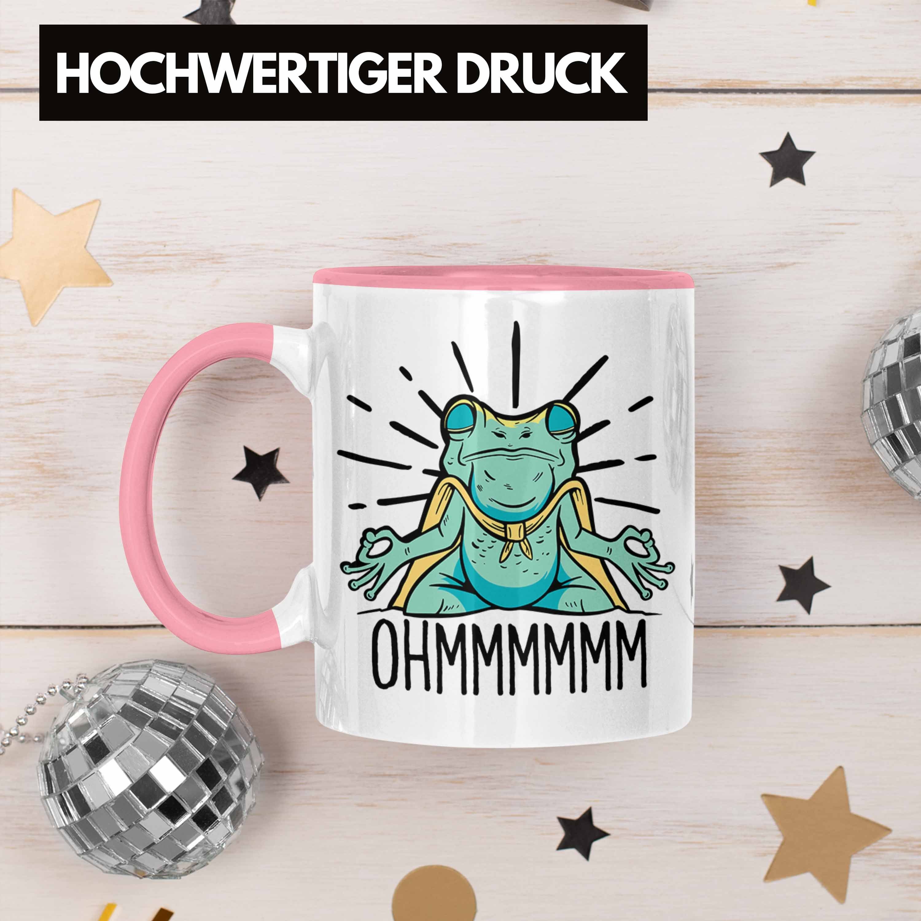 Frosch Mediration Trendation meditationsbegeisterte Rosa Tasse Geschenk Meditiere Tasse für