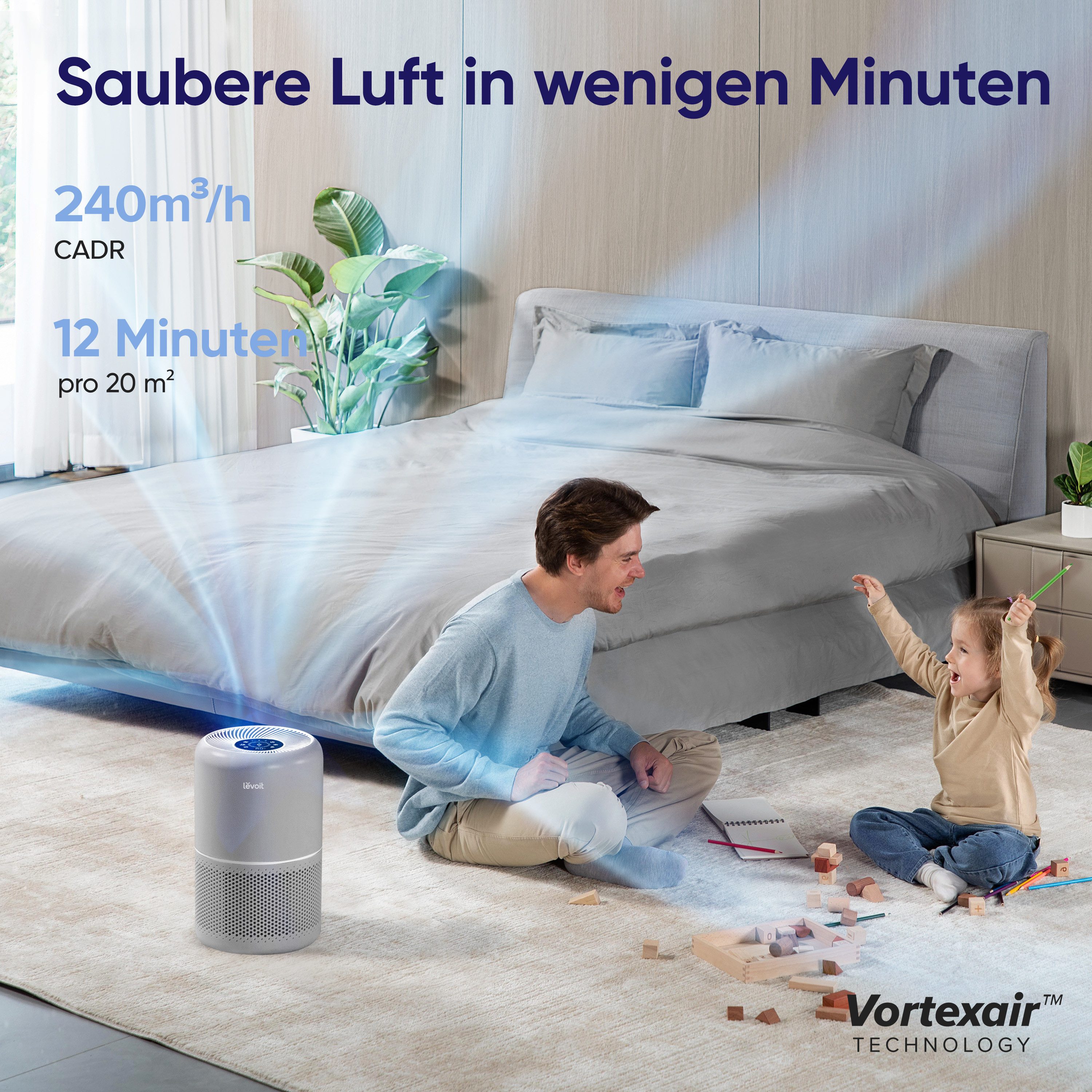 Levoit Luftreiniger Core 300S Pro Smart Air Purifier, für 50 m² Räume, 3-Stufen-HEPA-Filtersystem, leiser Reiniger für Allergiker