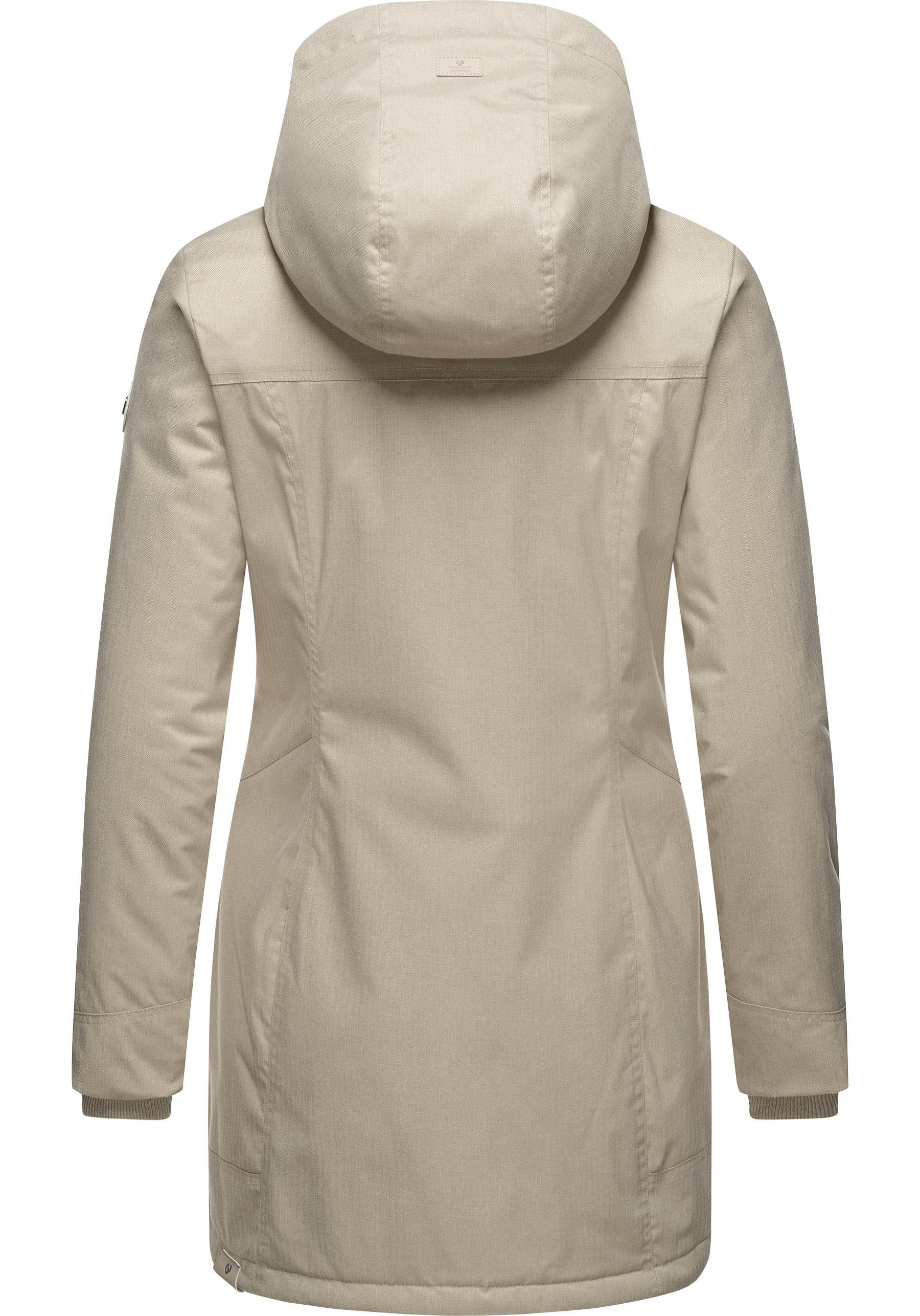 Ragwear Winterjacke Tunned stylischer Winterparka mit Teddyfell Innenfutter