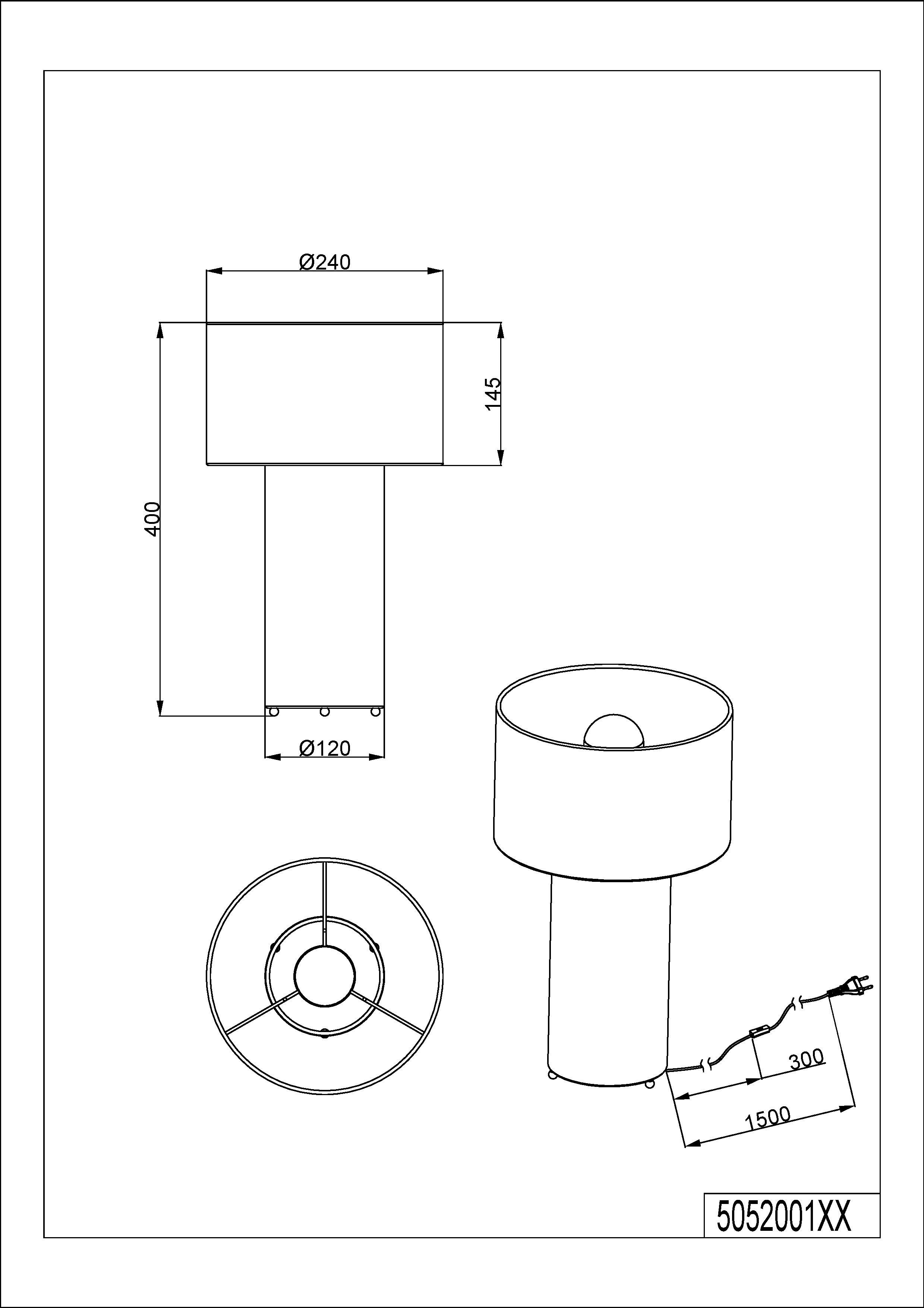 TRIO Leuchten Schreibtischlampe BALE, Nachttischlampe Stoff exkl 2xE27 max 10W mit Schnurschalter, Ein-/Ausschalter, Leuchtmittel wechselbar, warmweiß - kaltweiß, Beleuchtung im Fuß und im Lampenschirm, Höhe 40cm Ø24cm Tischleuchte