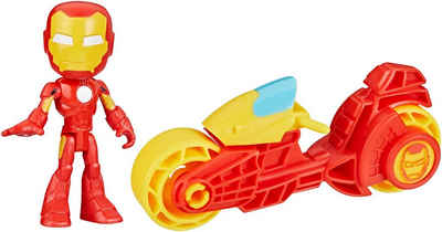 Hasbro Actionfigur Marvel Spidey and His Amazing Friends, Iron Man & Motorrad