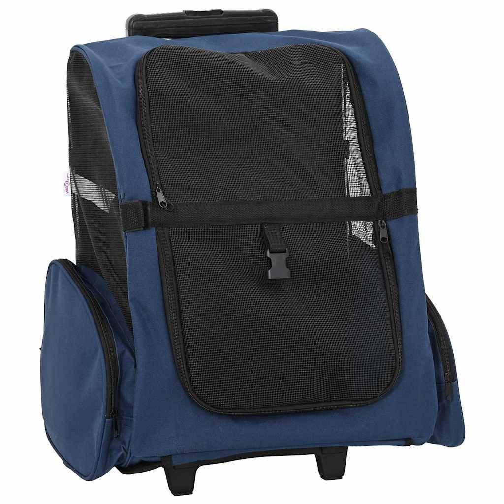 vidaXL Hundebuggy Trolley für Haustiere 3-in-1 Blau 48x32x(57-106) cm cm Oxford-Gewebe