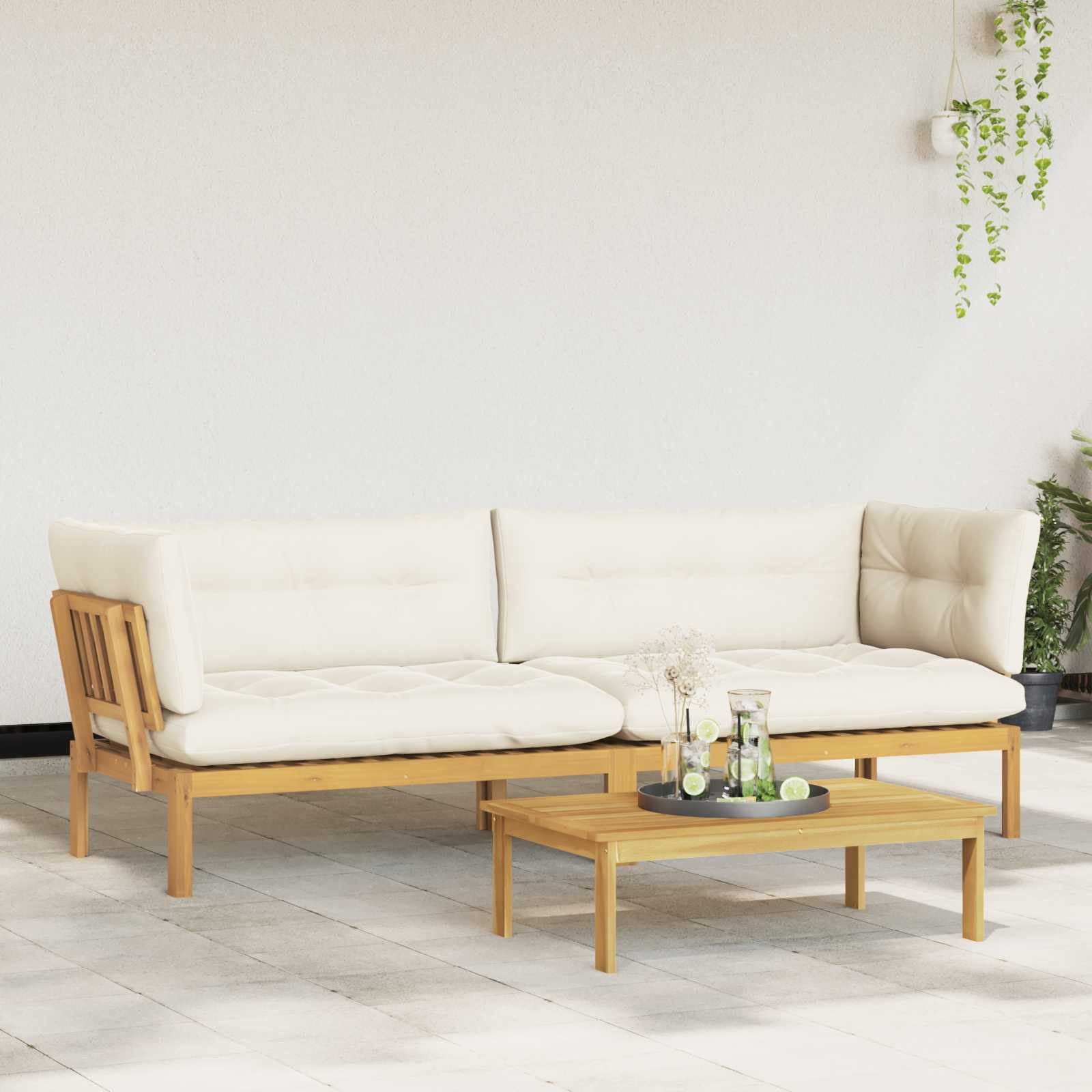 vidaXL Sofaelement Garten Pallet Sofa Einheiten 2 Stück Hellbraun und Cremeweiß (2 St)