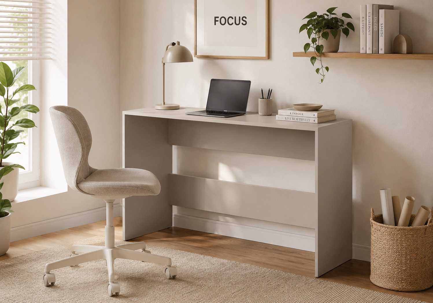 MOEBLO Schreibtisch ELVORA (Kaschmir, 120 cm breit, moderner Computertisch und Arbeitstisch fürs Homeoffice, Jugendzimmer oder Kinderzimmer, rechteckig, mit großer Arbeitsfläche), (BxHxT): 120 x 75 x 50 cm