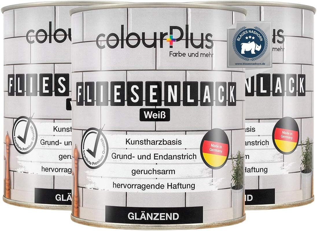 ColourPlus Fliesenlack Fliesenlack für Küche & Bad, Wand- & Bodenfliesen, hochdeckend, wasserbeständig, für Feuchträume, überstreichbar