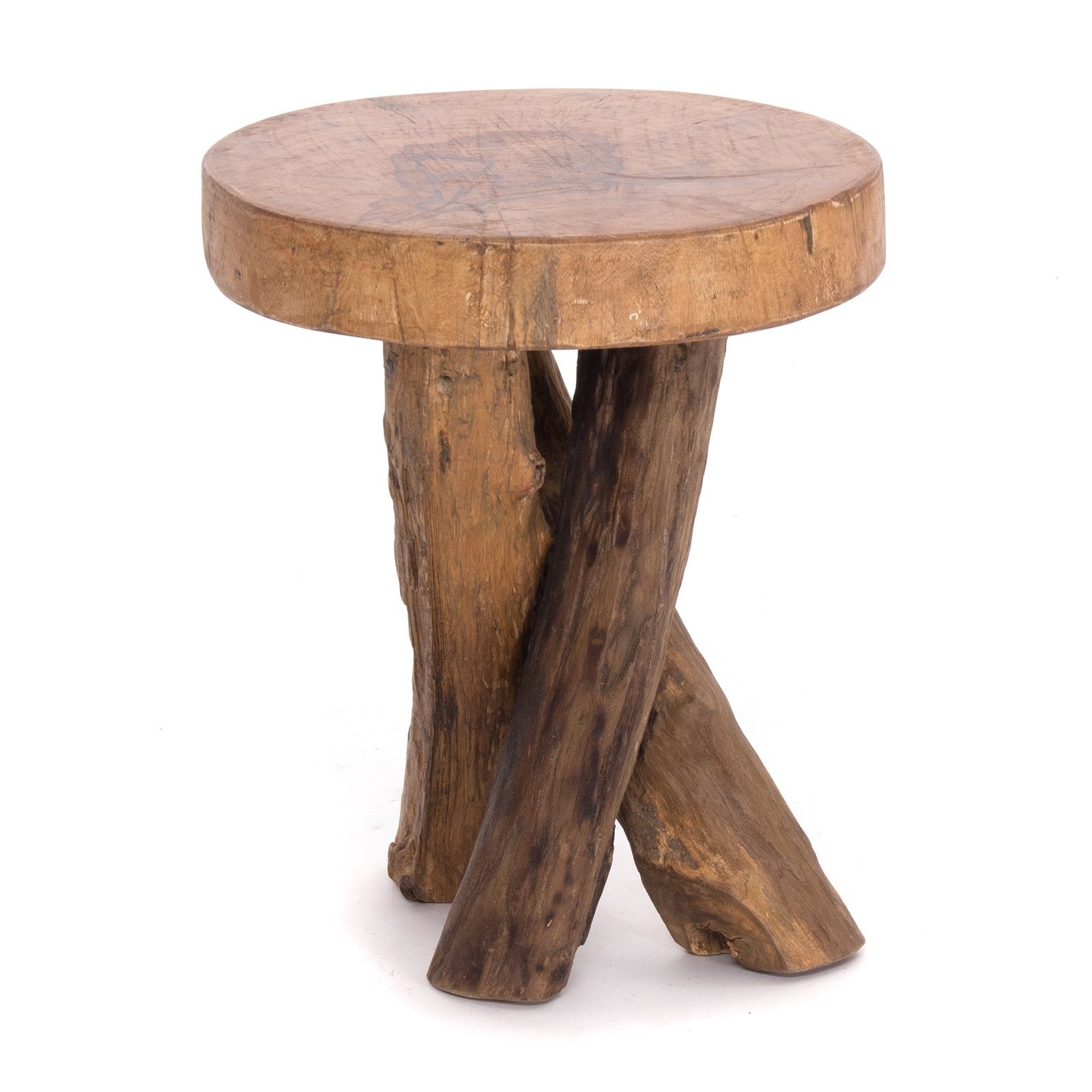 DESIGN DELIGHTS Beistelltisch RUNDER HOLZTISCH TEAK 40, 40x34cm (HxB) Massivholz Beistelltisch