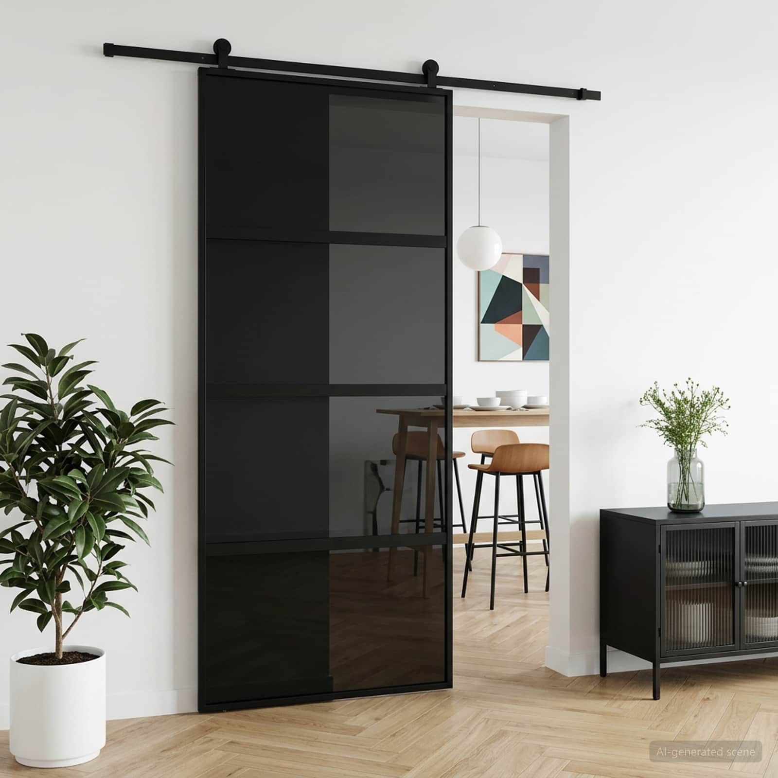 vidaXL Haustür Schiebetür 90 x 205 cm Sicherheitsglas und Aluminium (1-St)