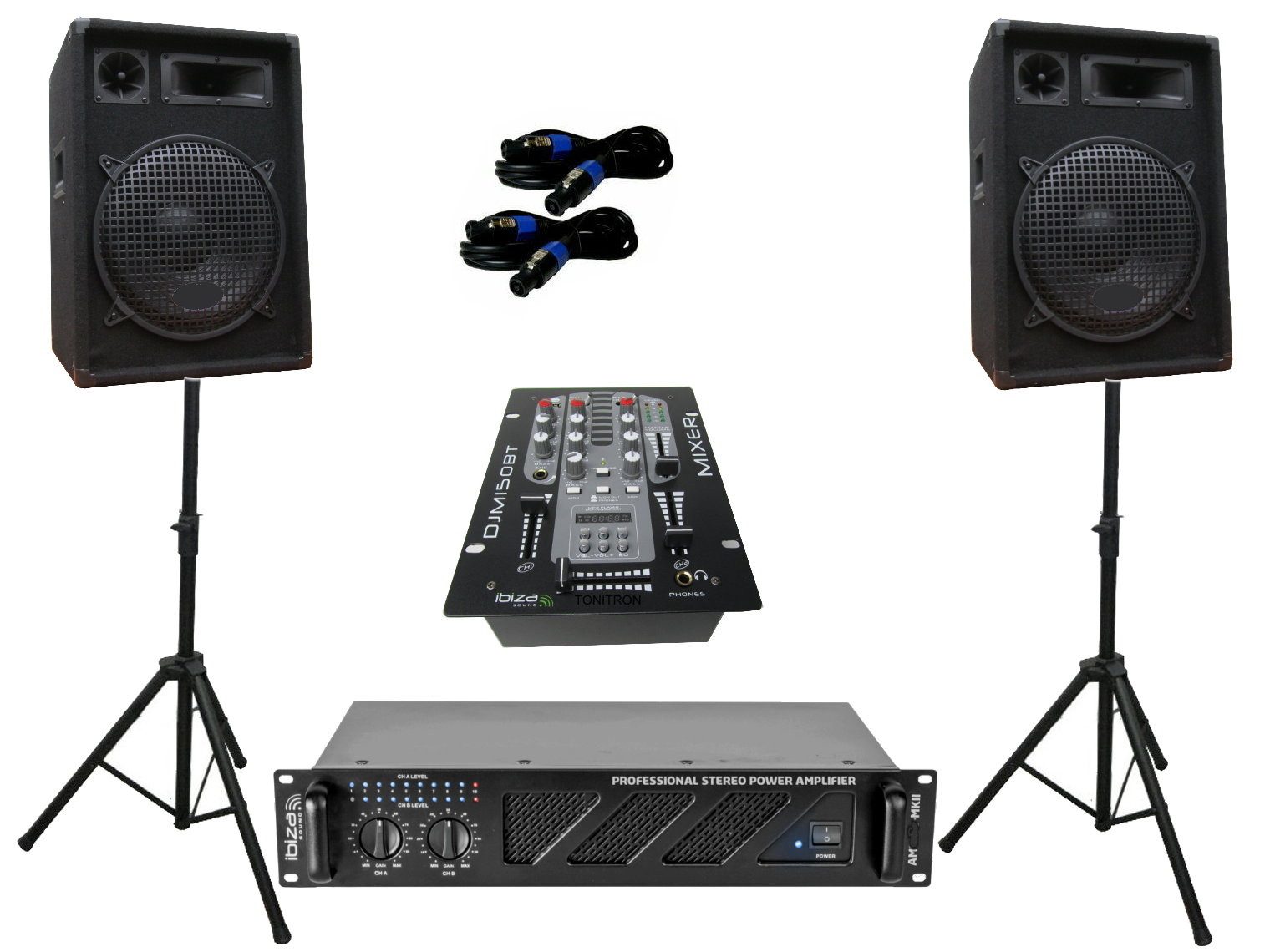 PA Party DJ Disco Lautsprecher Boxen 3 Wege Verstärker BT Mixer Stativ Party-Lautsprecher