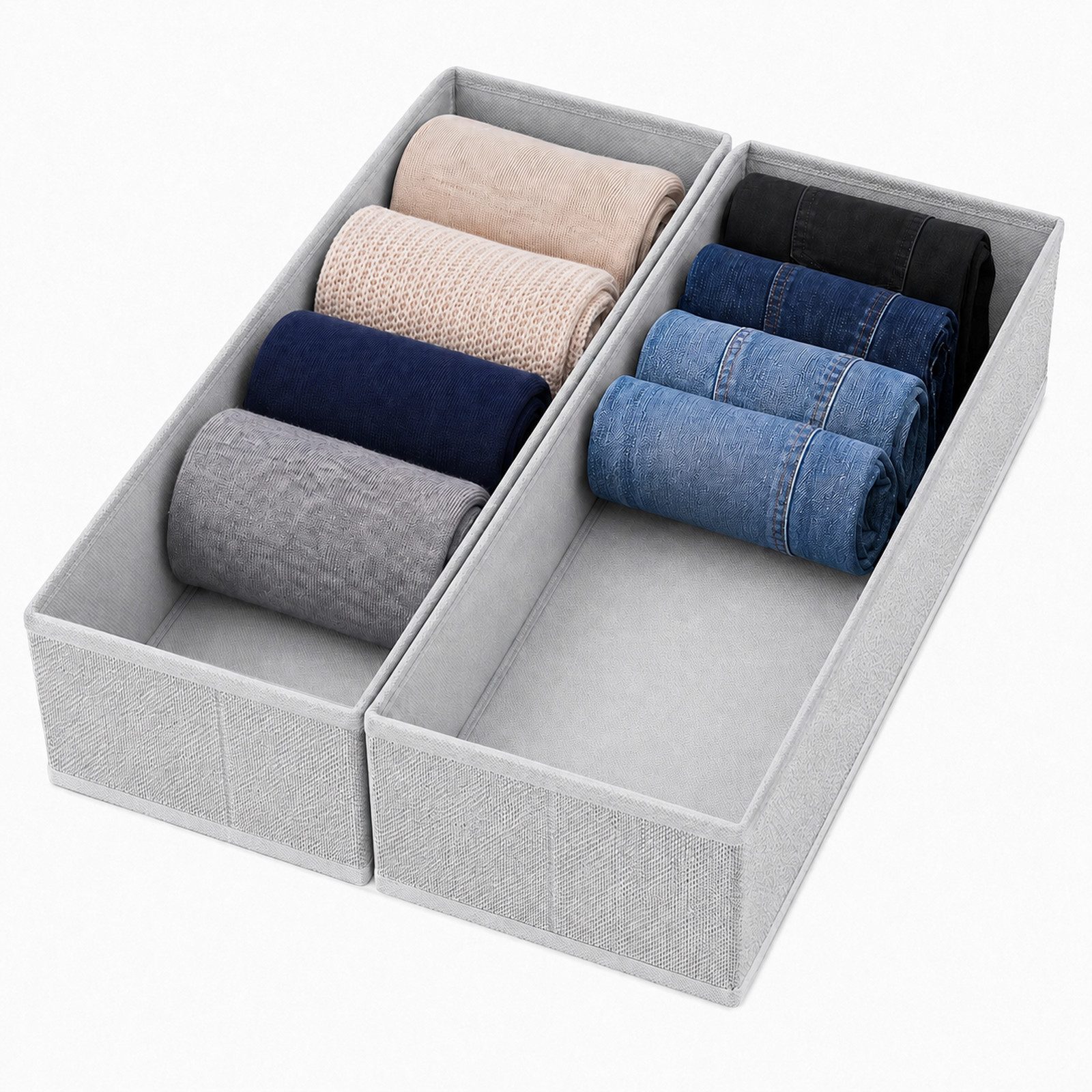 Sekey Aufbewahrungsbox Aufbewahrungsboxen für Schubladen, faltbare Stoffboxen aus Vliesstoff (2 St), 22 x 51 x 11 cm, ohne Fächer, für Unterwäsche, Socken, Krawatten