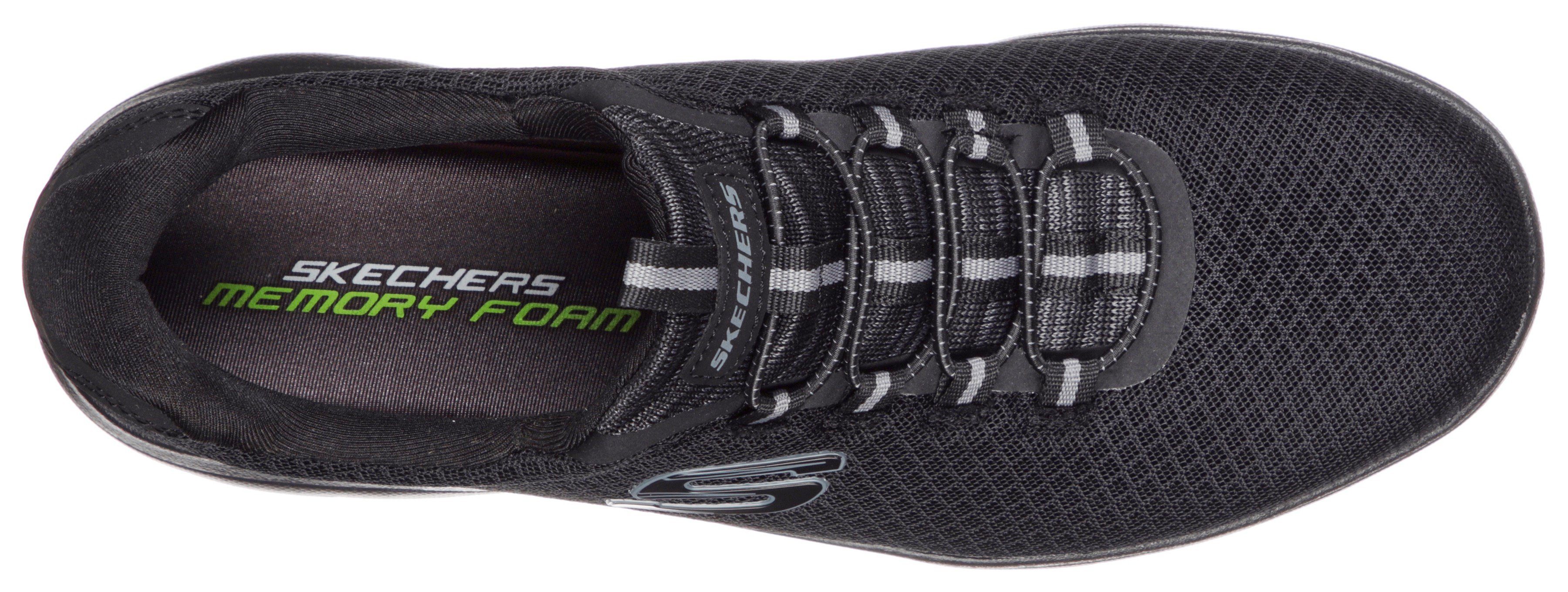 Skechers SUMMITS Slip-On praktischem Sneaker schwarz mit Gummizug