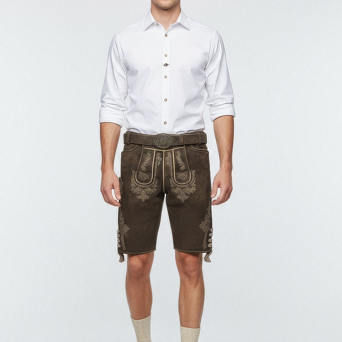 Krüger Trachtenlederhose Olias Herren (1-tlg) Trachtenlederhose, Trachtenhose, Bayerische Lederhose, Oktoberfest – Bild 4 von 5