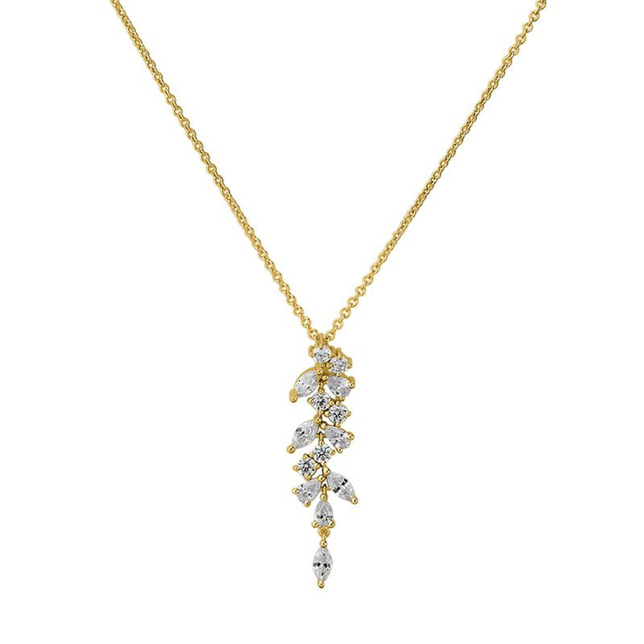 CEM Collier 5-215750-001, Blattgruppierung, Vergoldet, Zirkonia