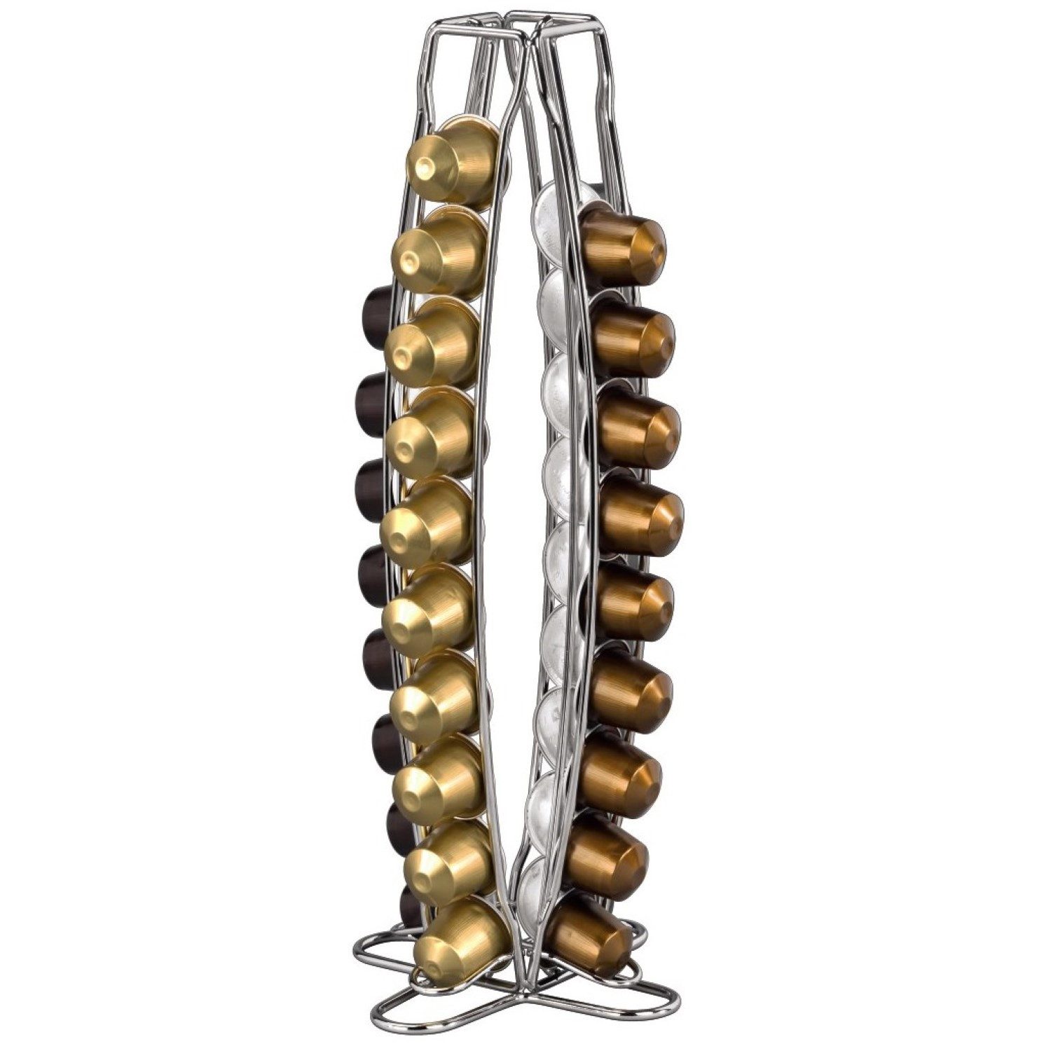 Xavax Kapselhalter Kapsel-Halter Halterung Ständer Torre Silber, Spender Metall passend für 40x Nespresso Kaffee-Kapseln Caps – Bild 2 von 5